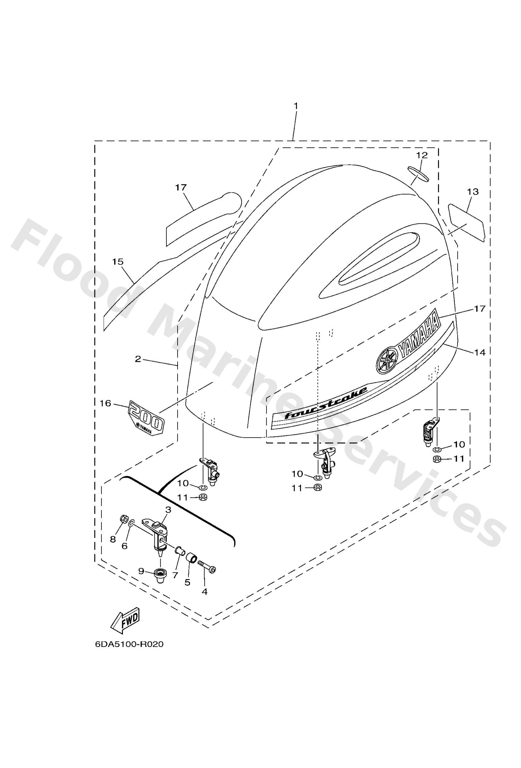 Yamaha 6DA426100200 Top cowling assy