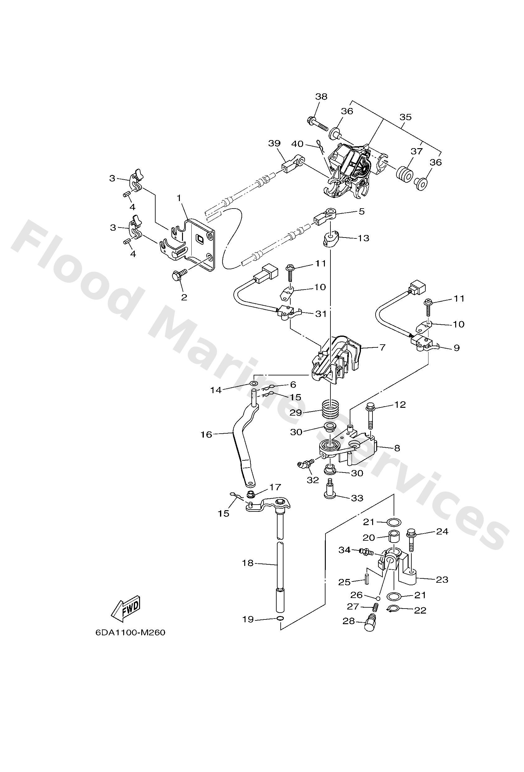 Yamaha 6DA441200000 Handle gear shift assy