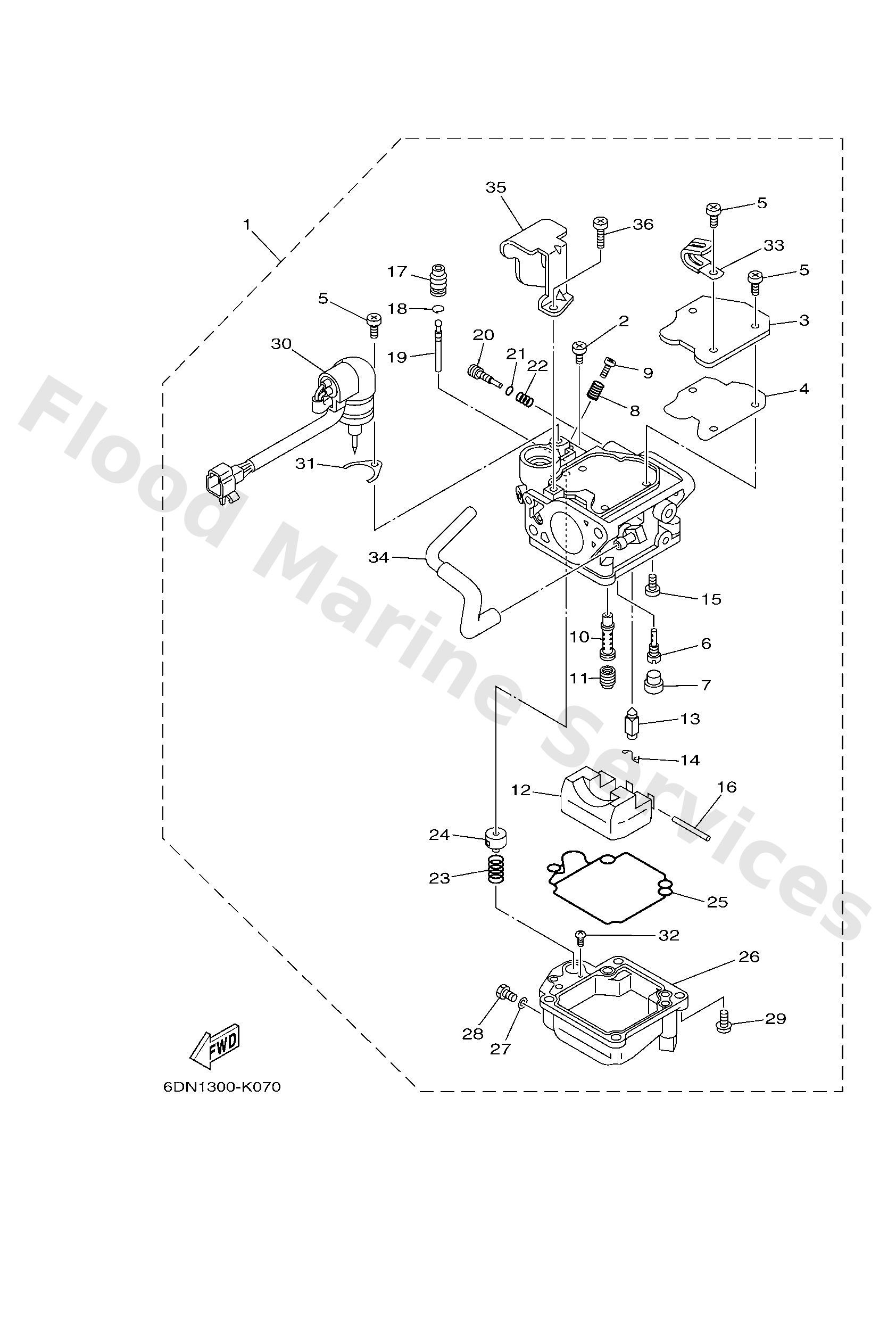 Yamaha 6DN143010000 Carburetor assy 1