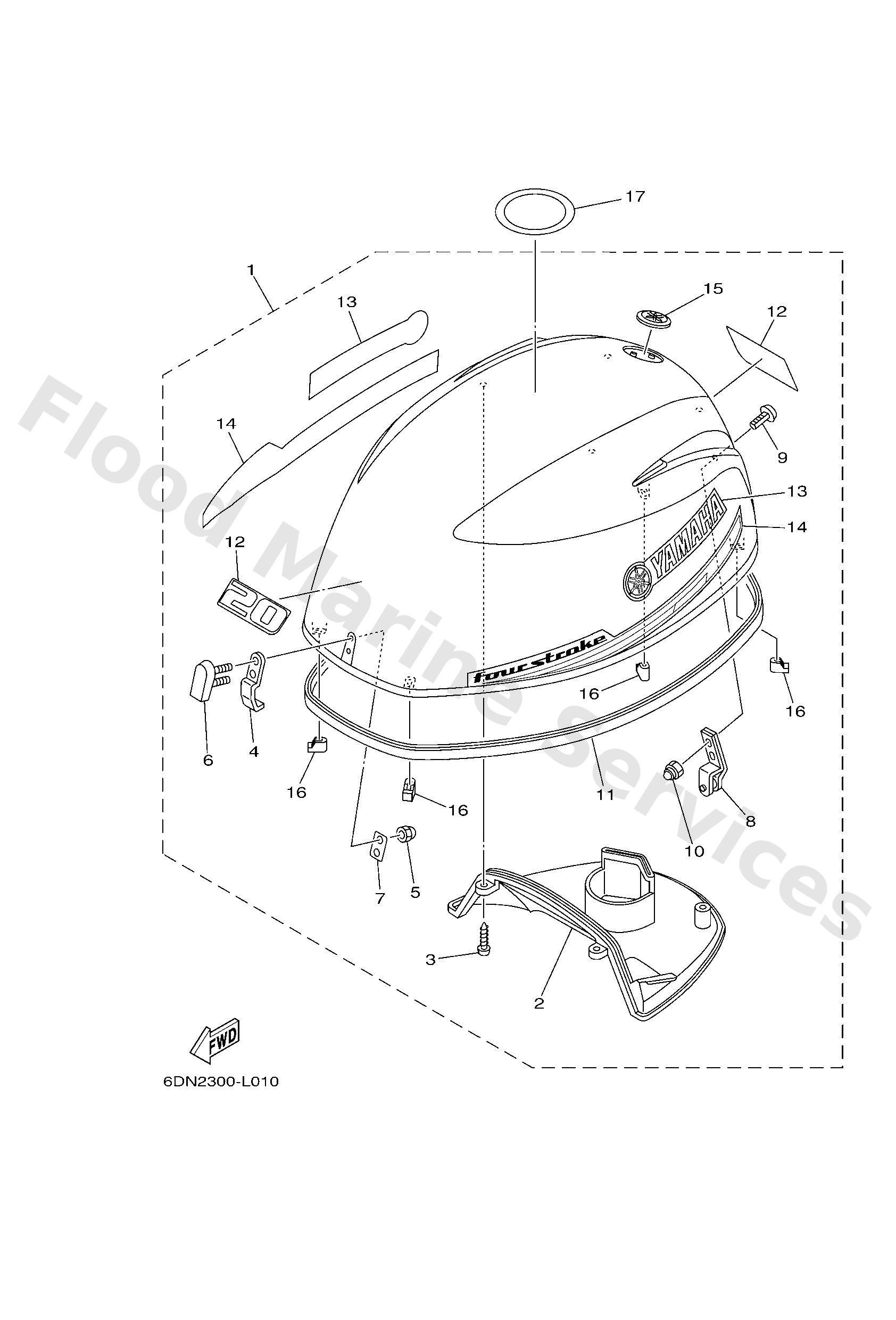 Yamaha 6DN426101000 Top cowling assy