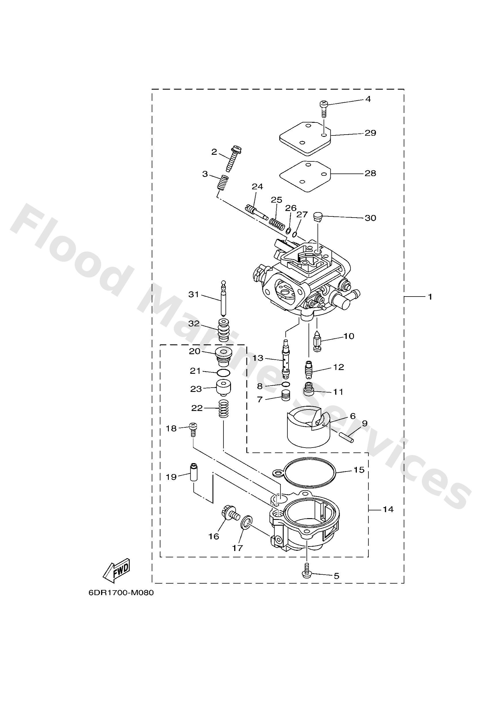 Yamaha 6DR143012200 Carburetor assy 1