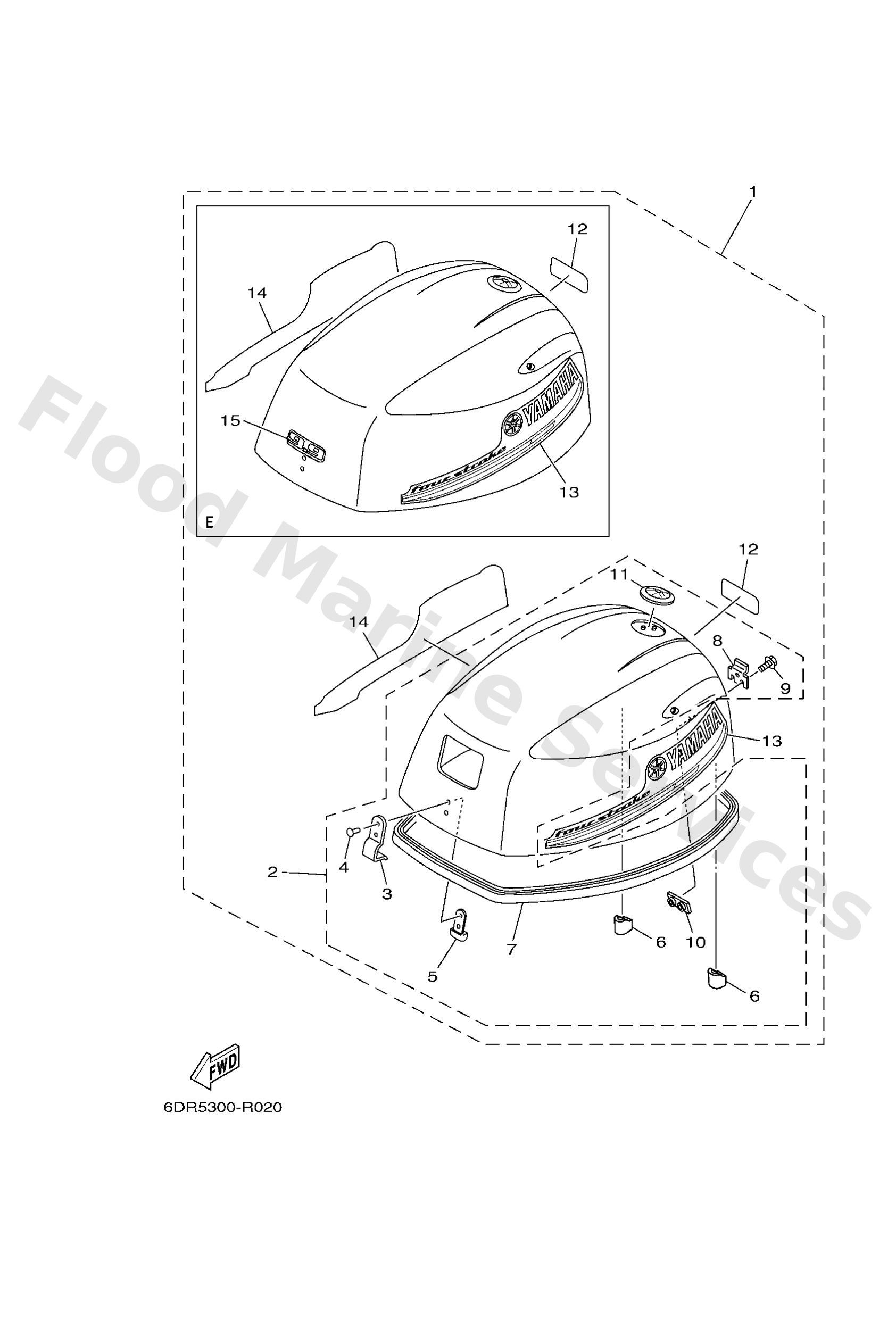 Yamaha 6DR426100000 Top cowling assy