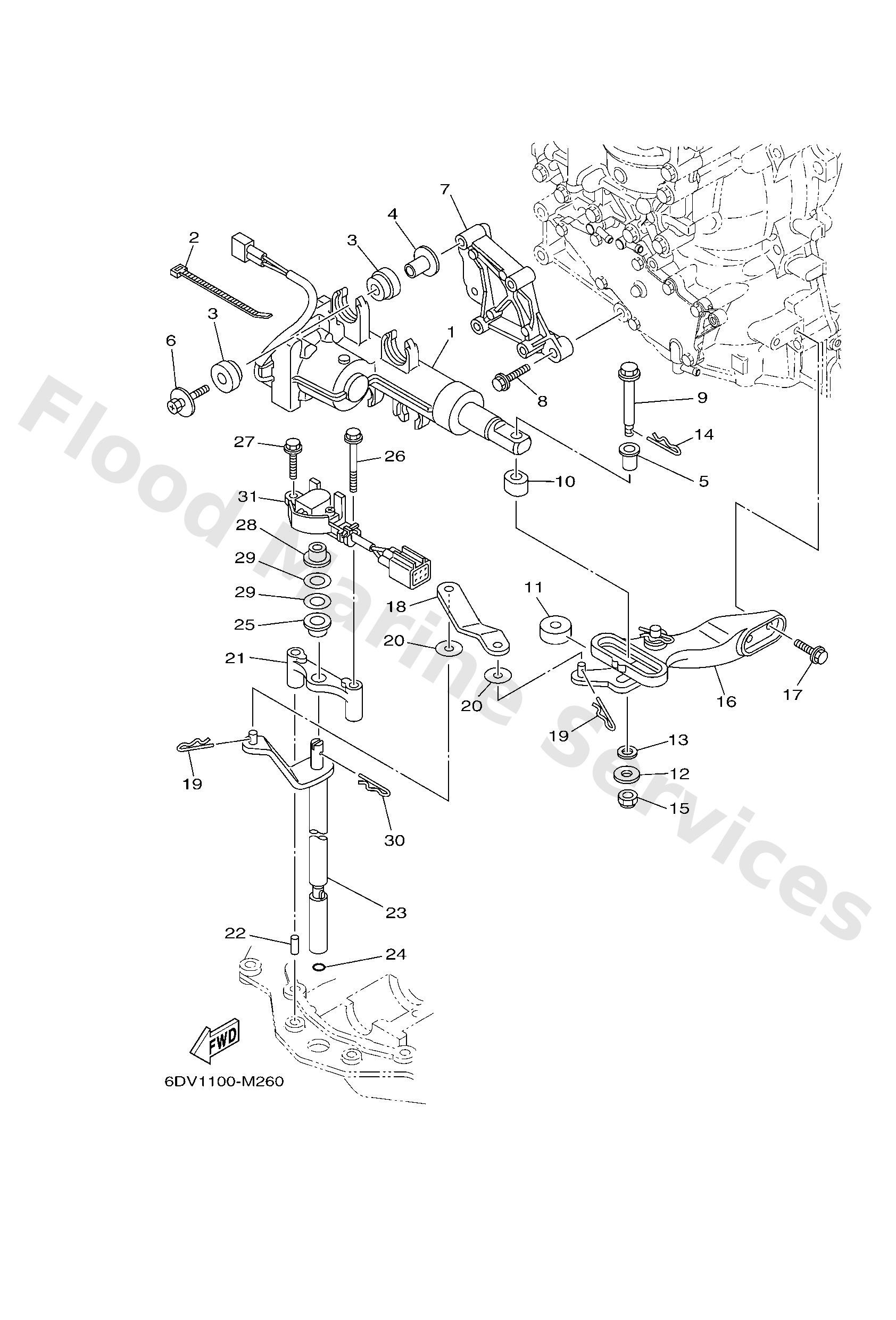 Yamaha 6DV441200000 Handle gear shift assy