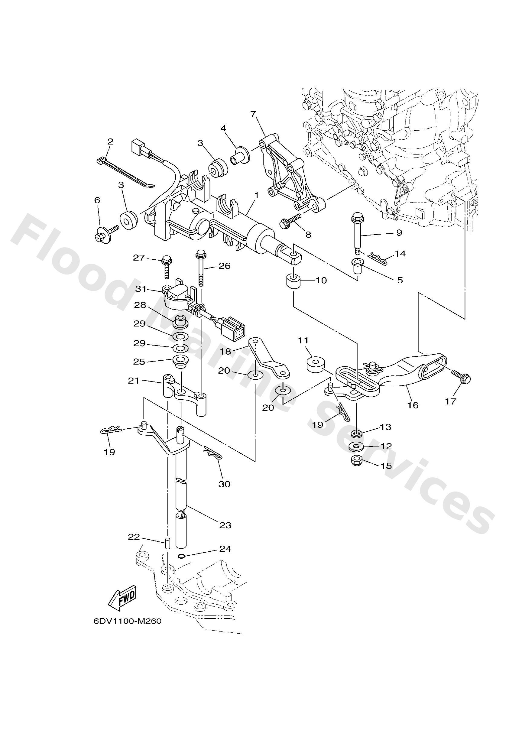 Yamaha 6DV441200100 Handle gear shift assy
