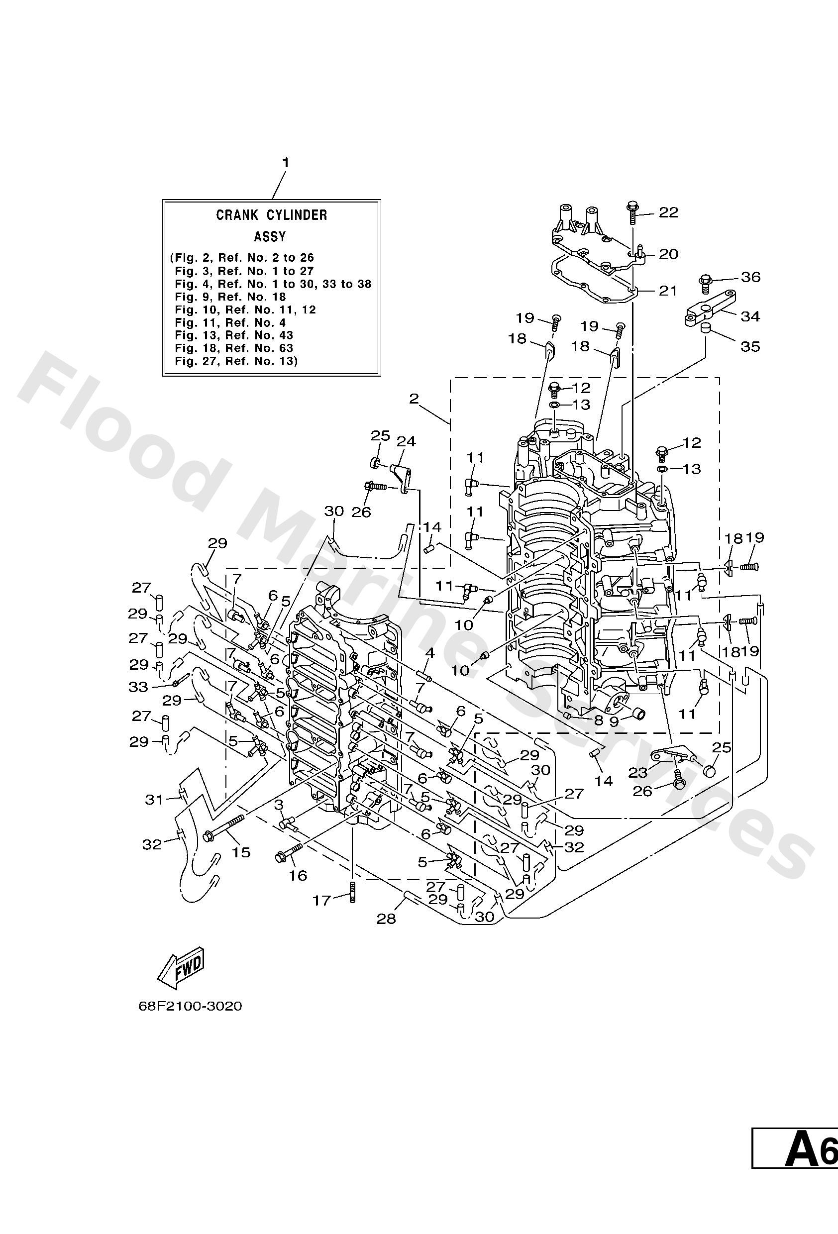 Yamaha 60F15100001S Crankcase assy