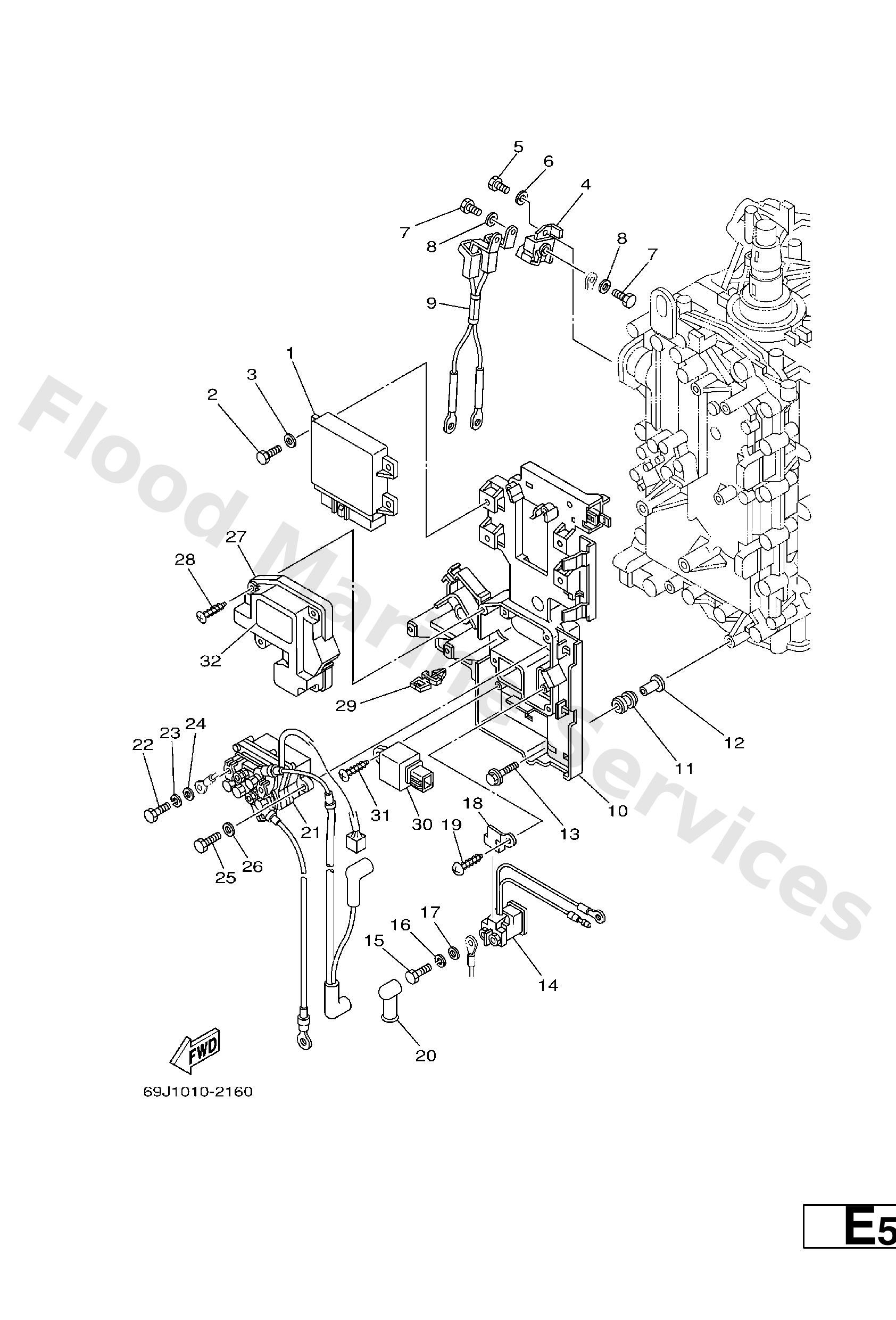 Yamaha 60L8591A0100 Engine control unit assy