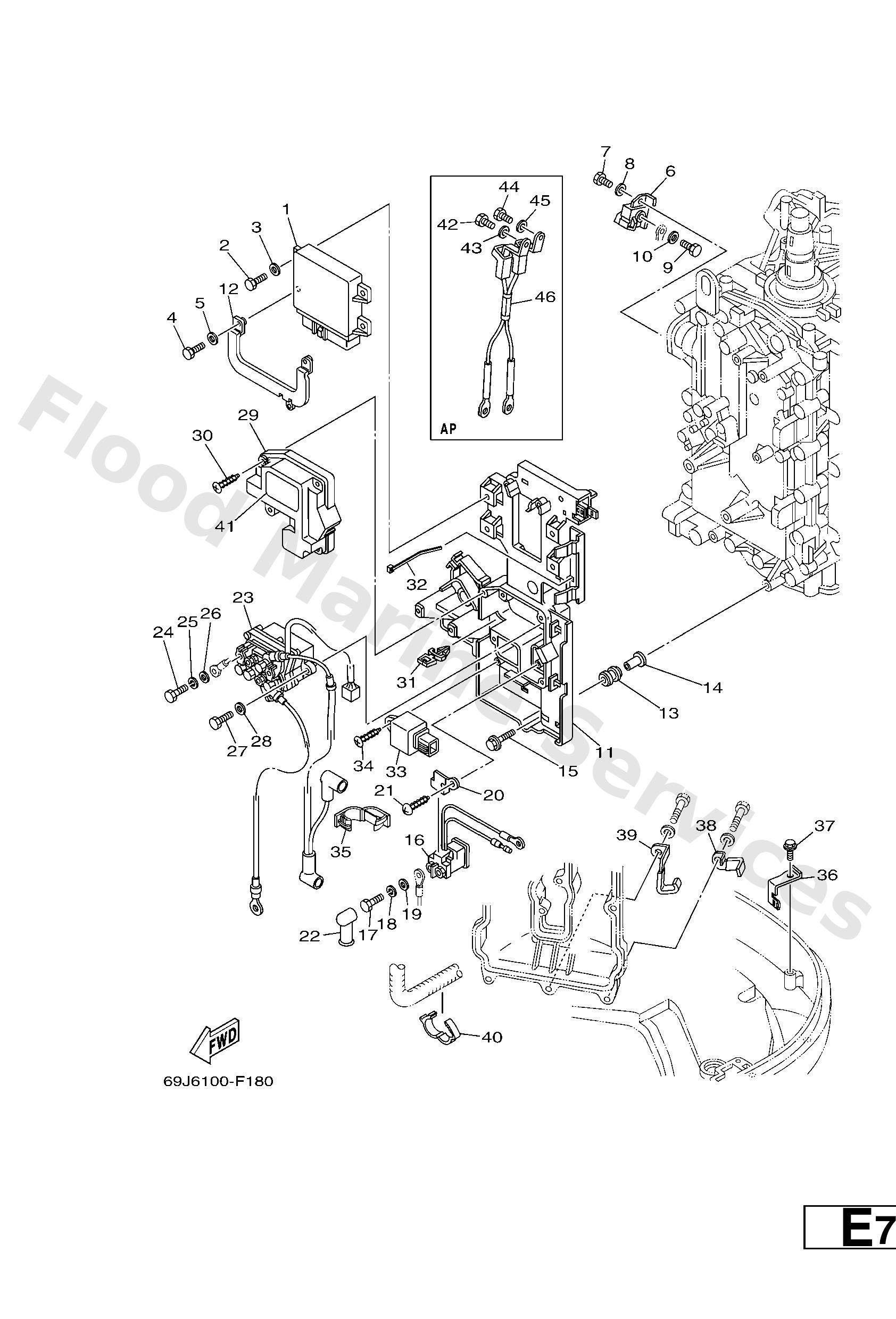 Yamaha 60L8591A3200 Engine control unit assy