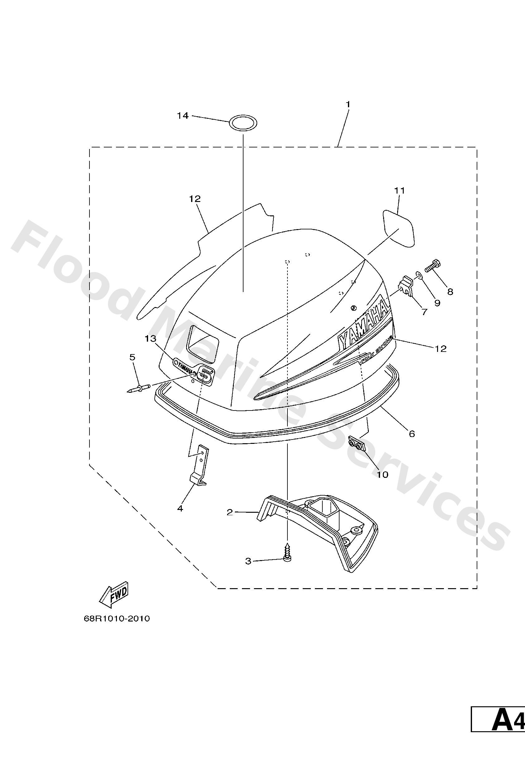 Yamaha 60RG2610004D Top cowling ass'y      4d