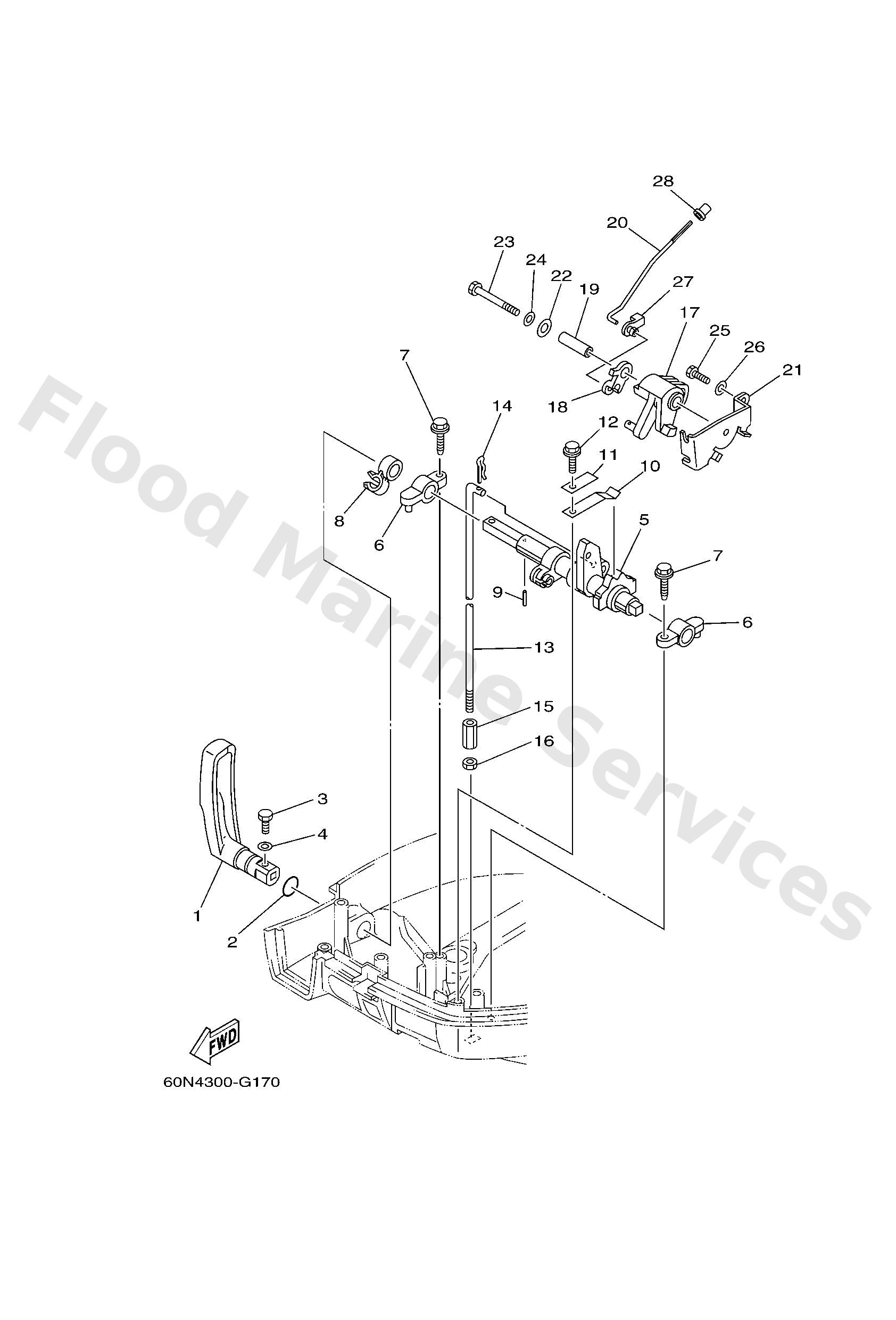 Yamaha 60RG41110000 Handle, gear shift