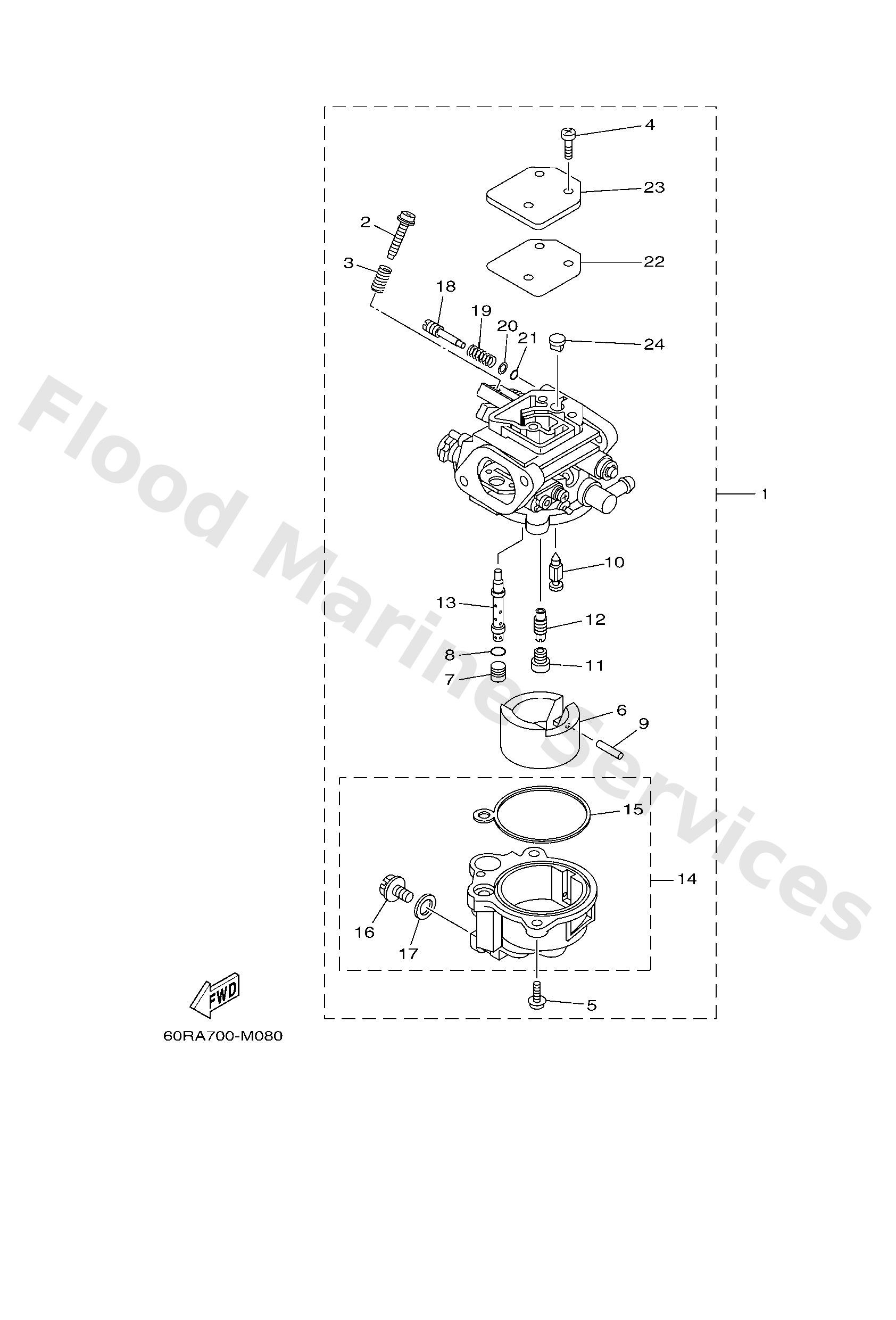 Yamaha 60S143012000 Carburetor assy 1