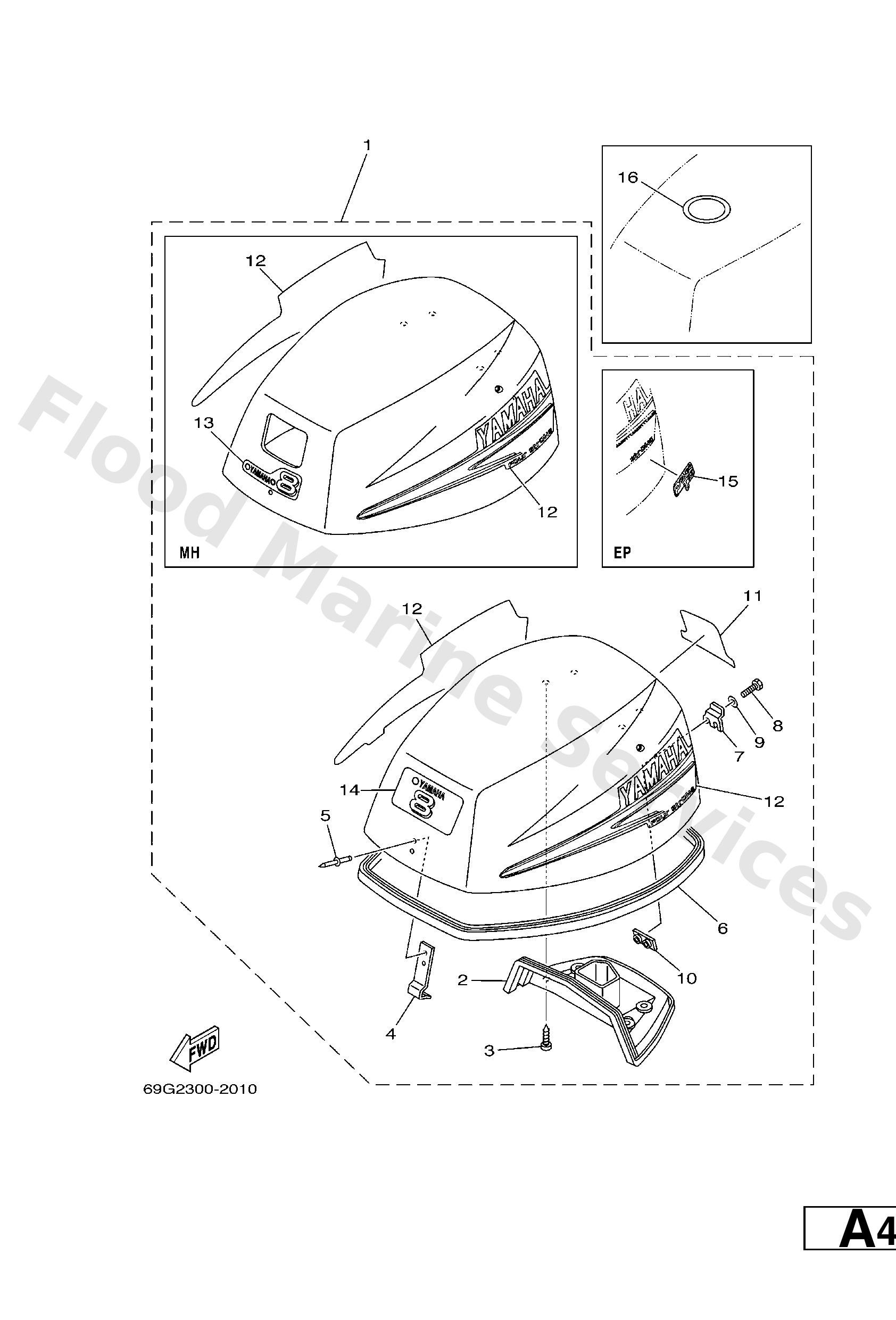 Yamaha 60SG2610104D Top Cowling Ass'y