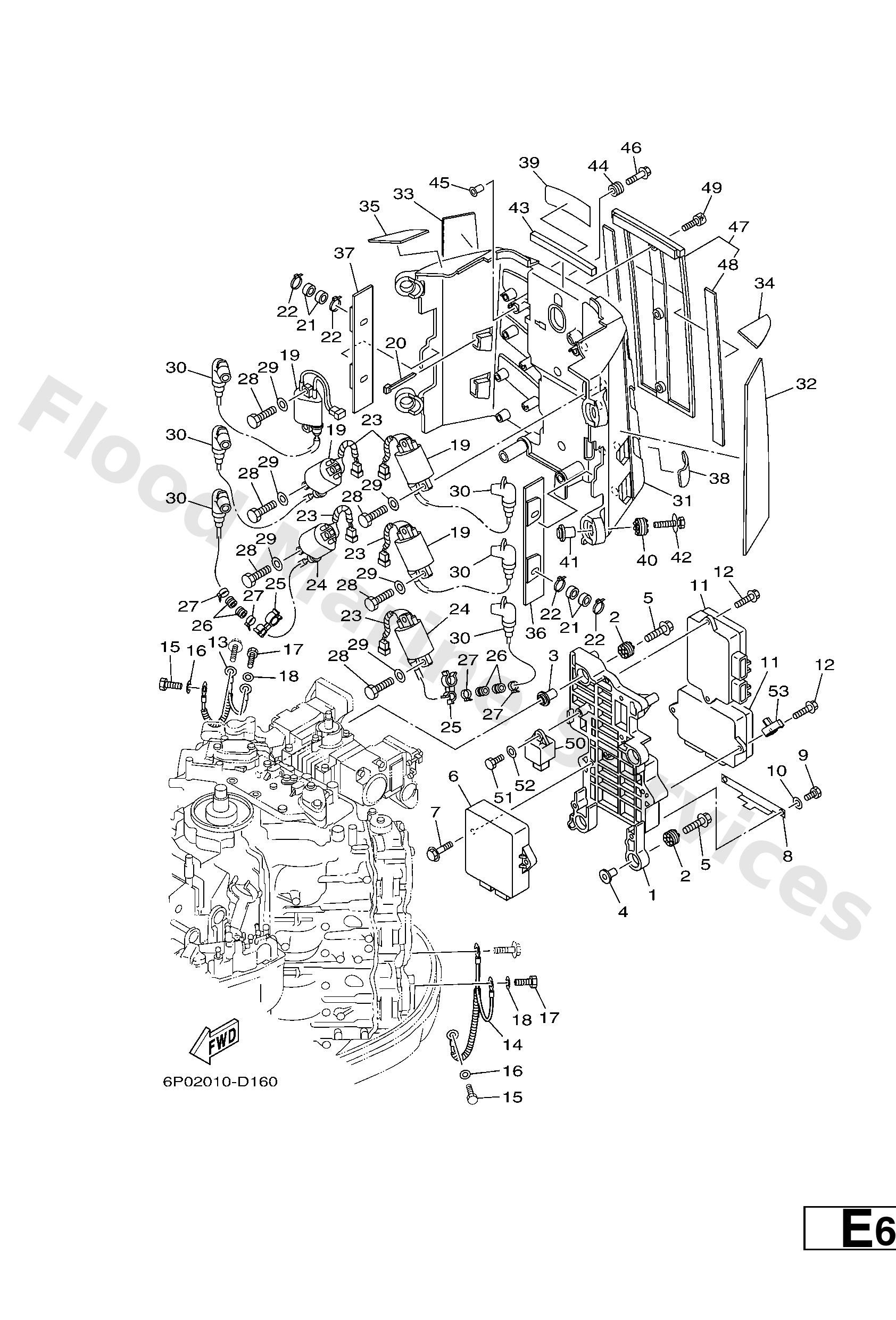 Yamaha 60X8591A2200 Engine control unit assy