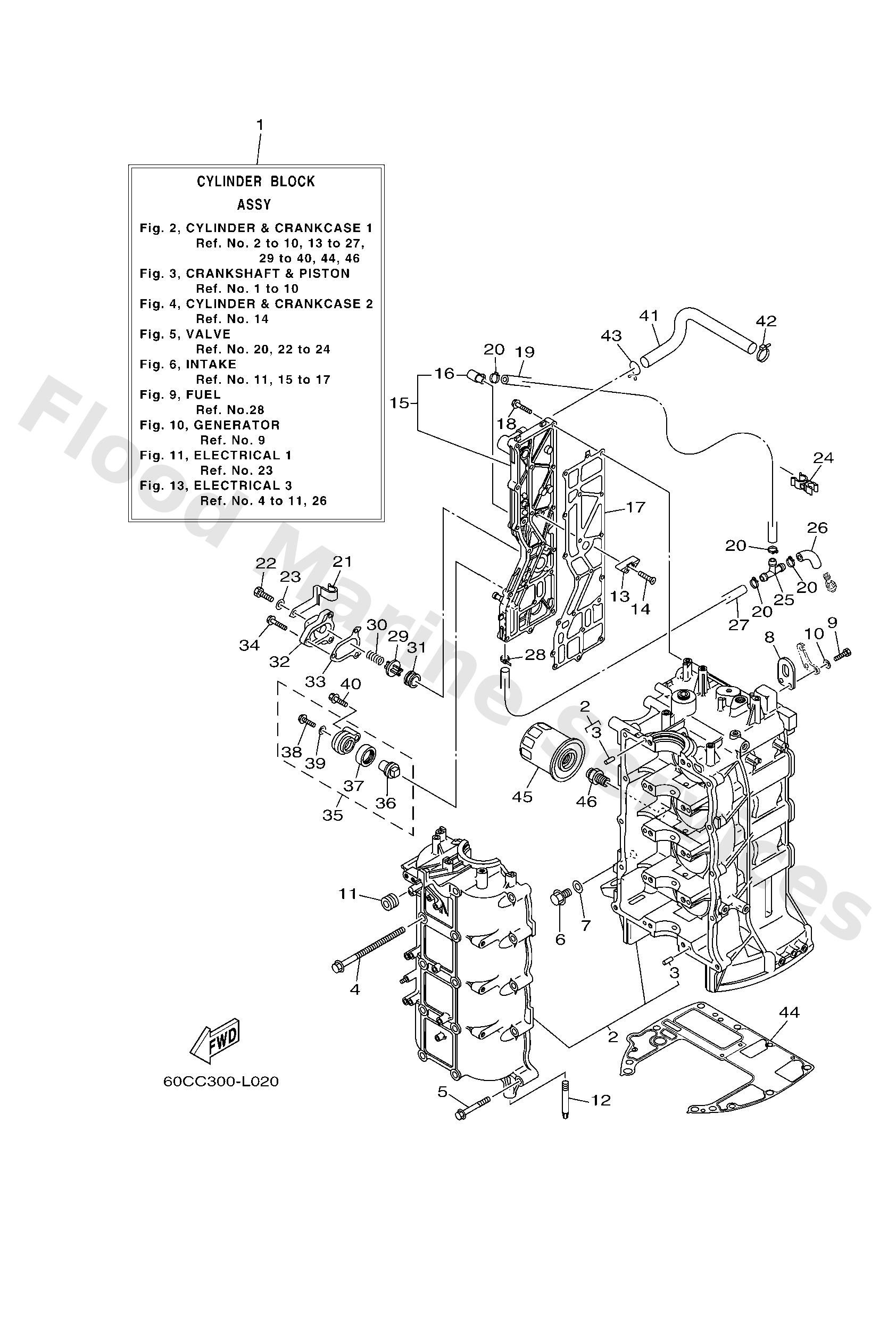 Yamaha 67F151000300 Crankcase assy