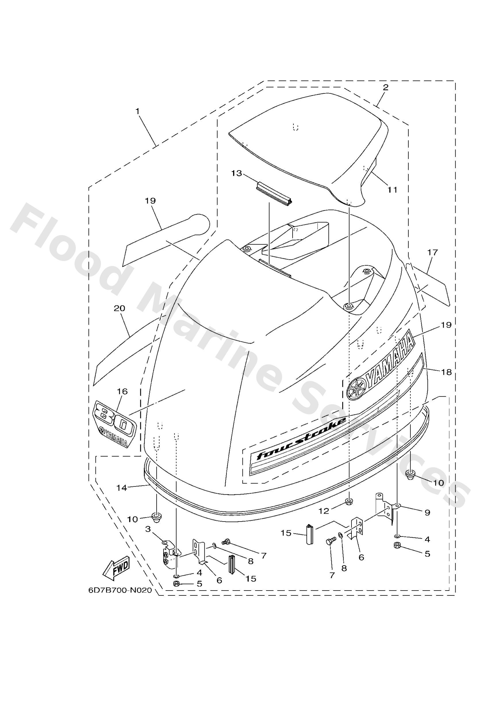 Yamaha 67F4261A0000 Top cowling w/o graphics