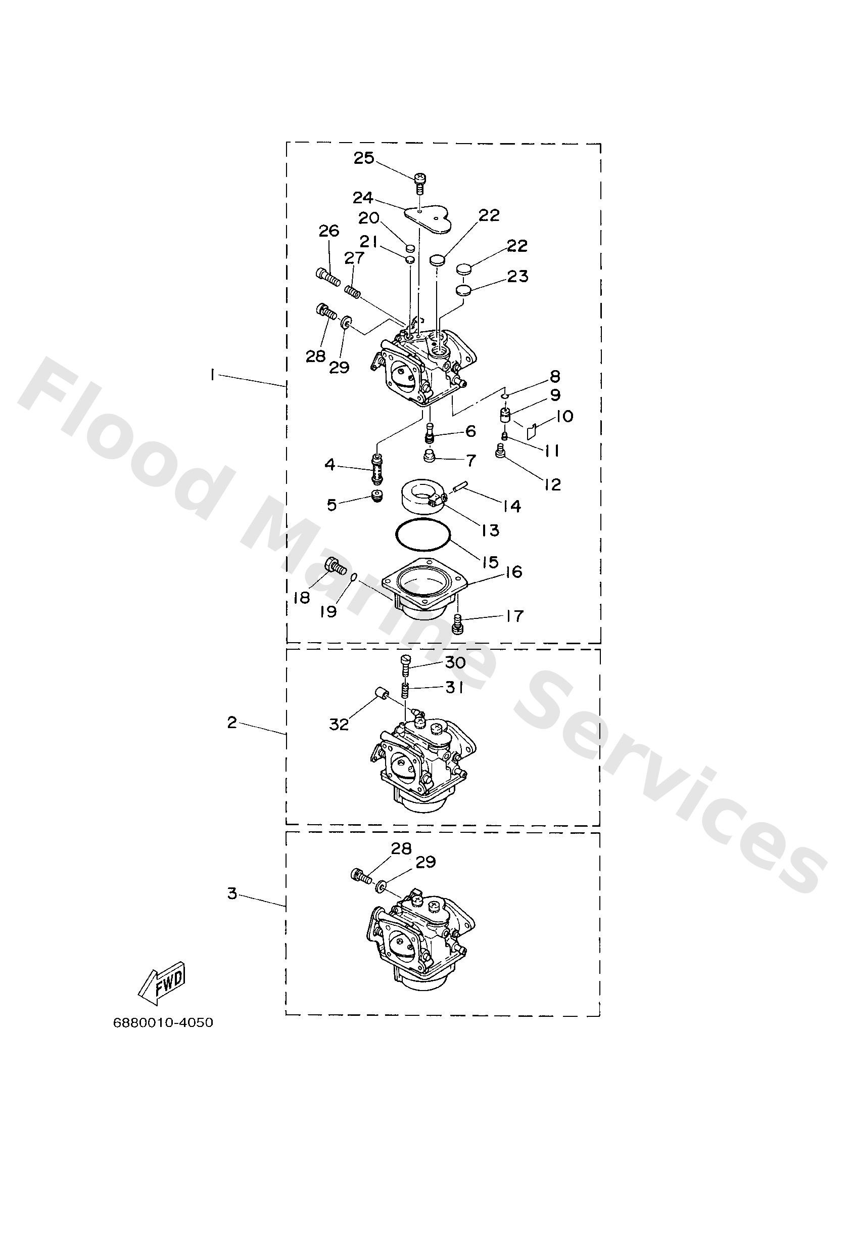 Yamaha 688143030800 Carburetor assy 3
