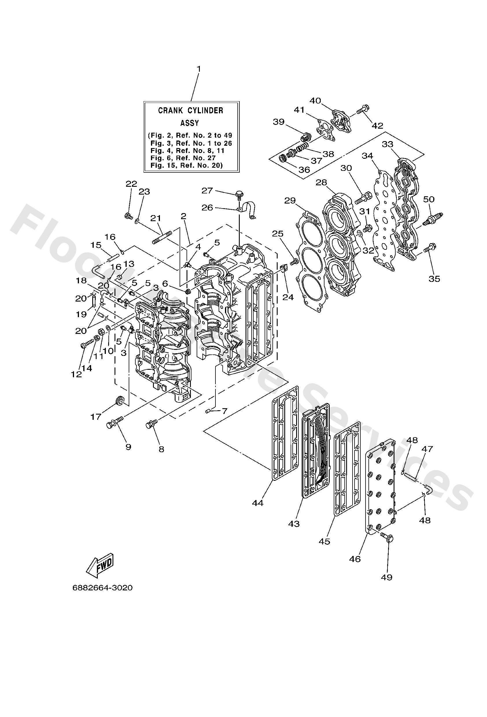 Yamaha 68815100051S Crankcase assy