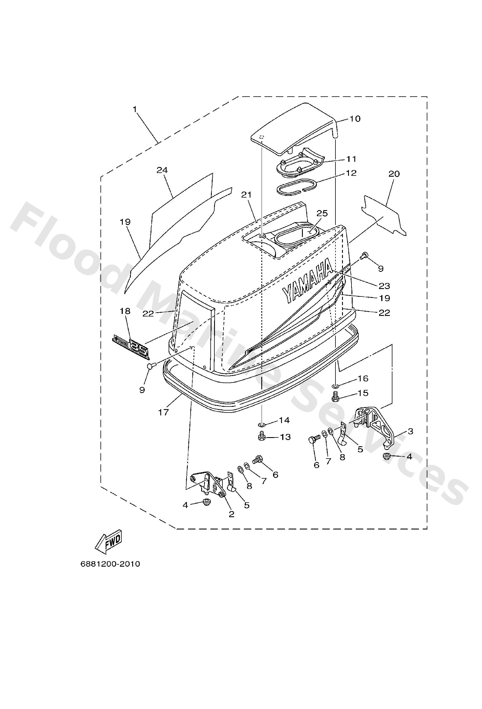 Yamaha 68842610404D Top cowling assy