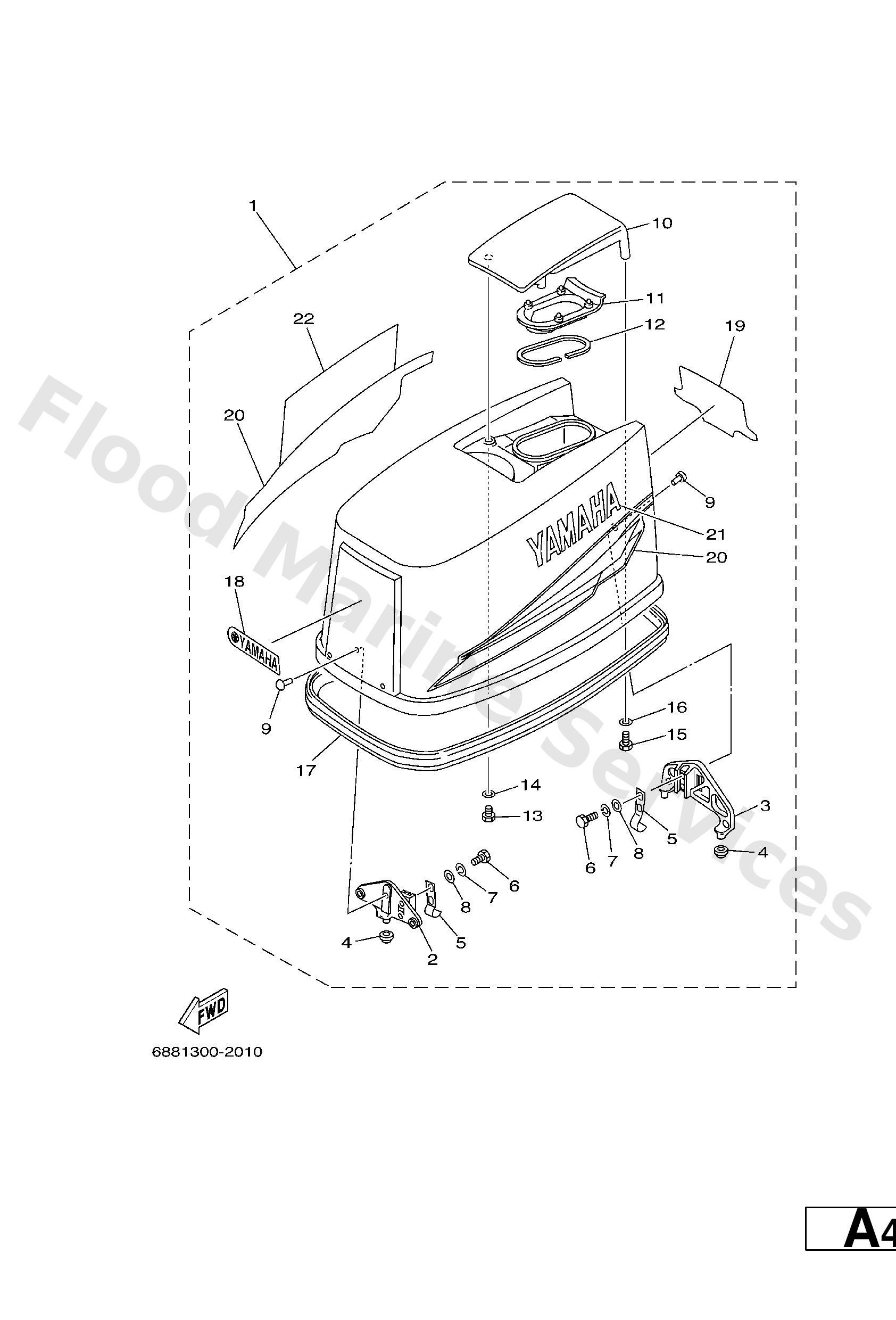 Yamaha 68842610F04D Top cowling assy