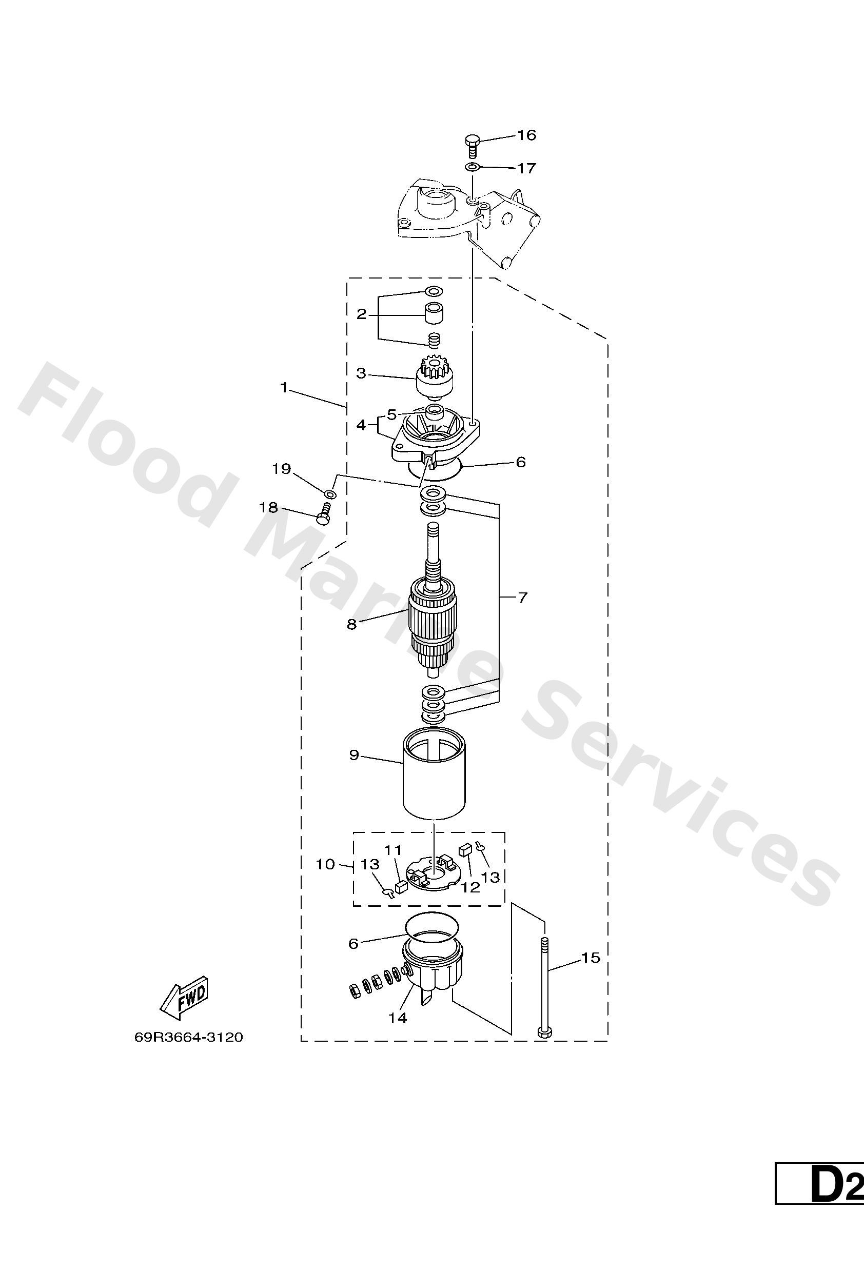 Yamaha 689818001300 Starting motor assy
