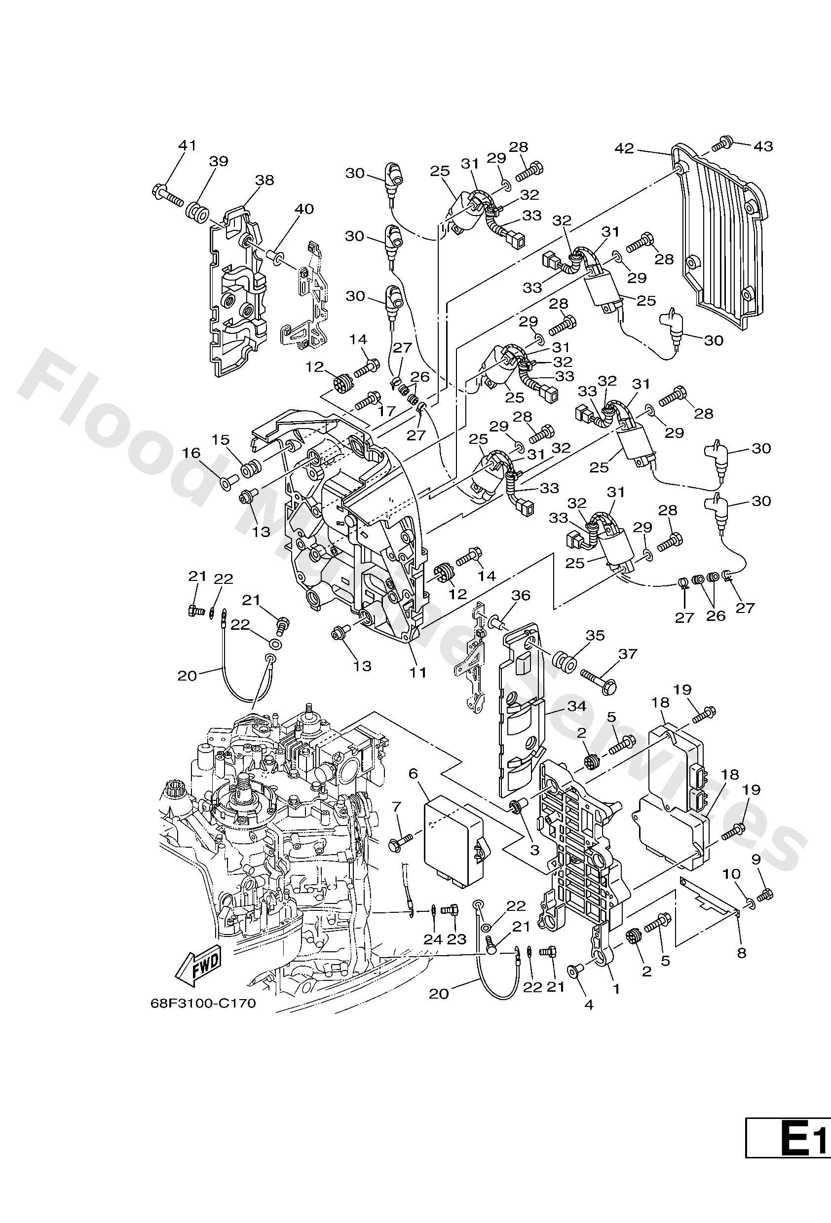 Yamaha 68J8591A3000 Engine control unit assy