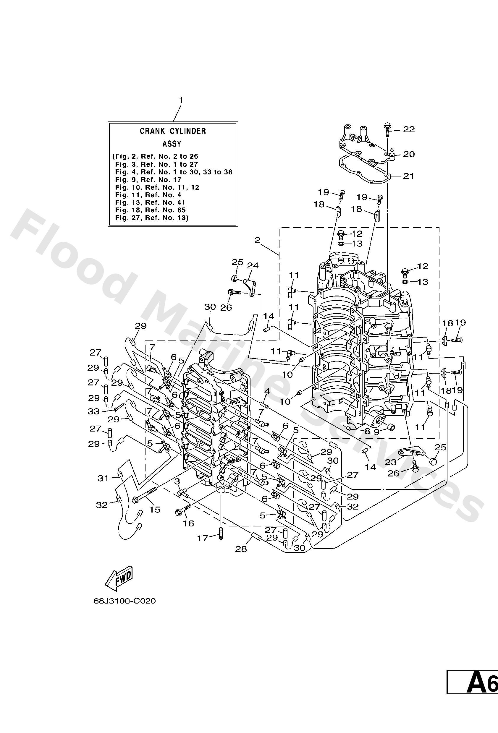 Yamaha 68L15100001S Crankcase assy
