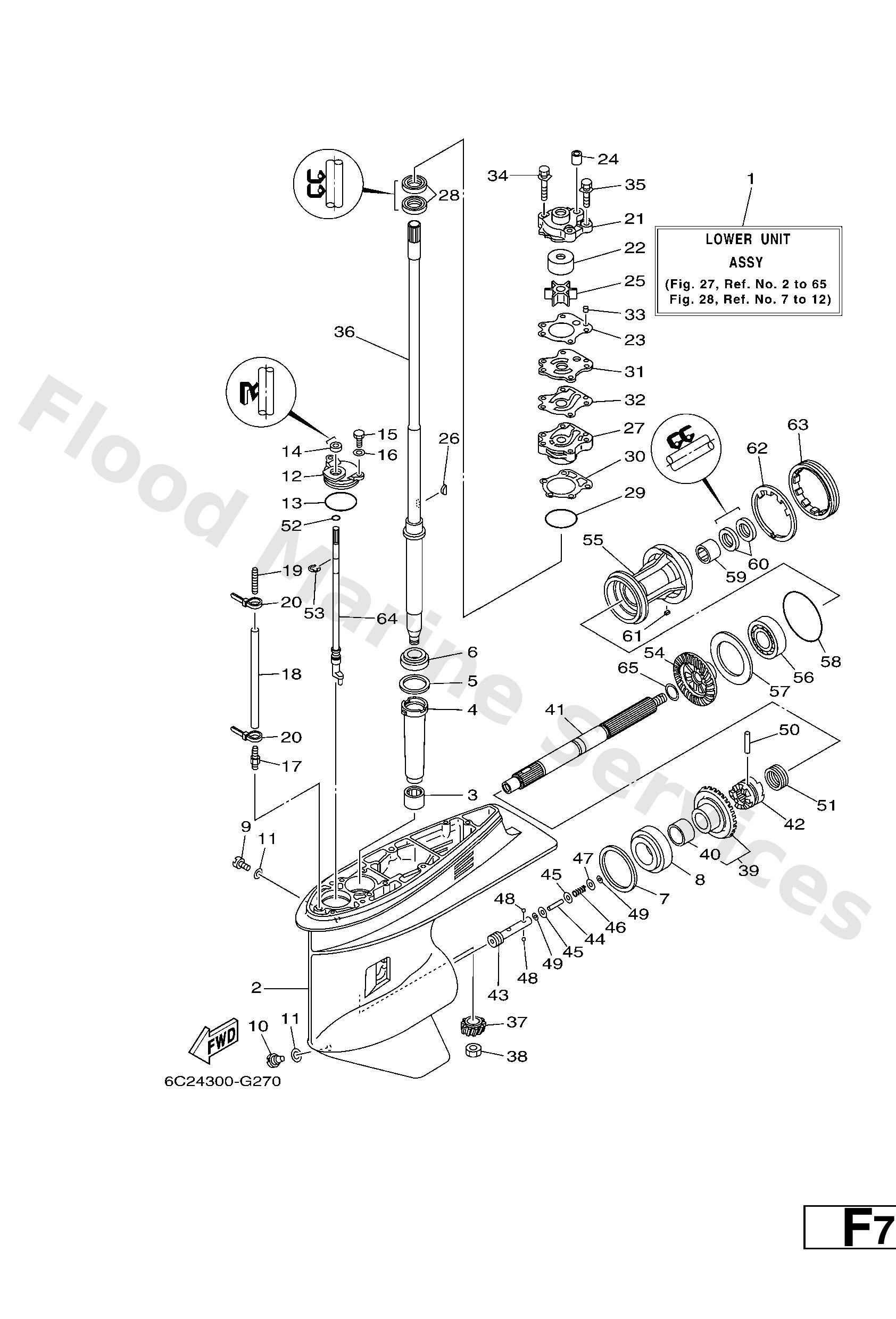 Yamaha 68S45300318D Lower unit assy