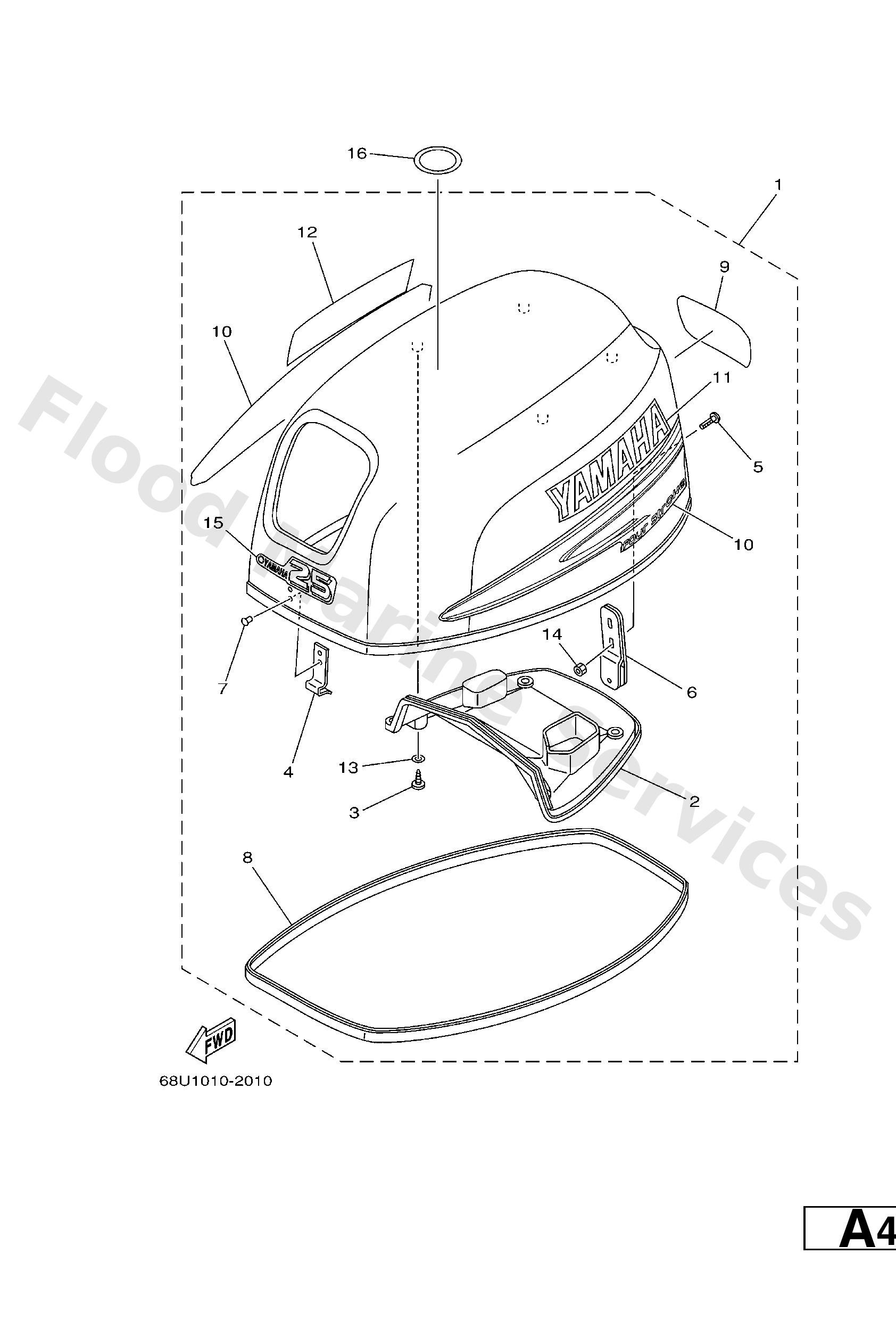 Yamaha 68U42610124D Top cowling assy