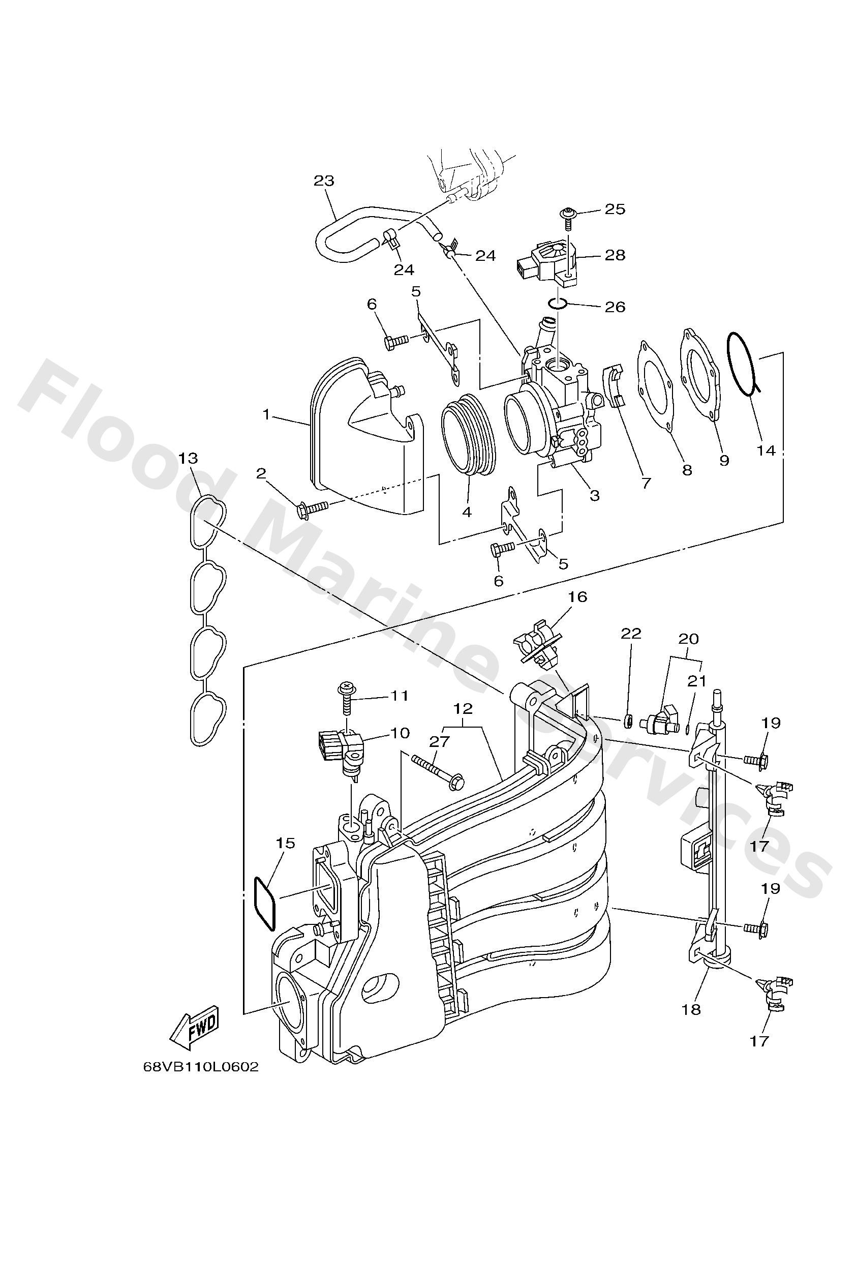 Yamaha 68V1441J1000 Pipe, silencer