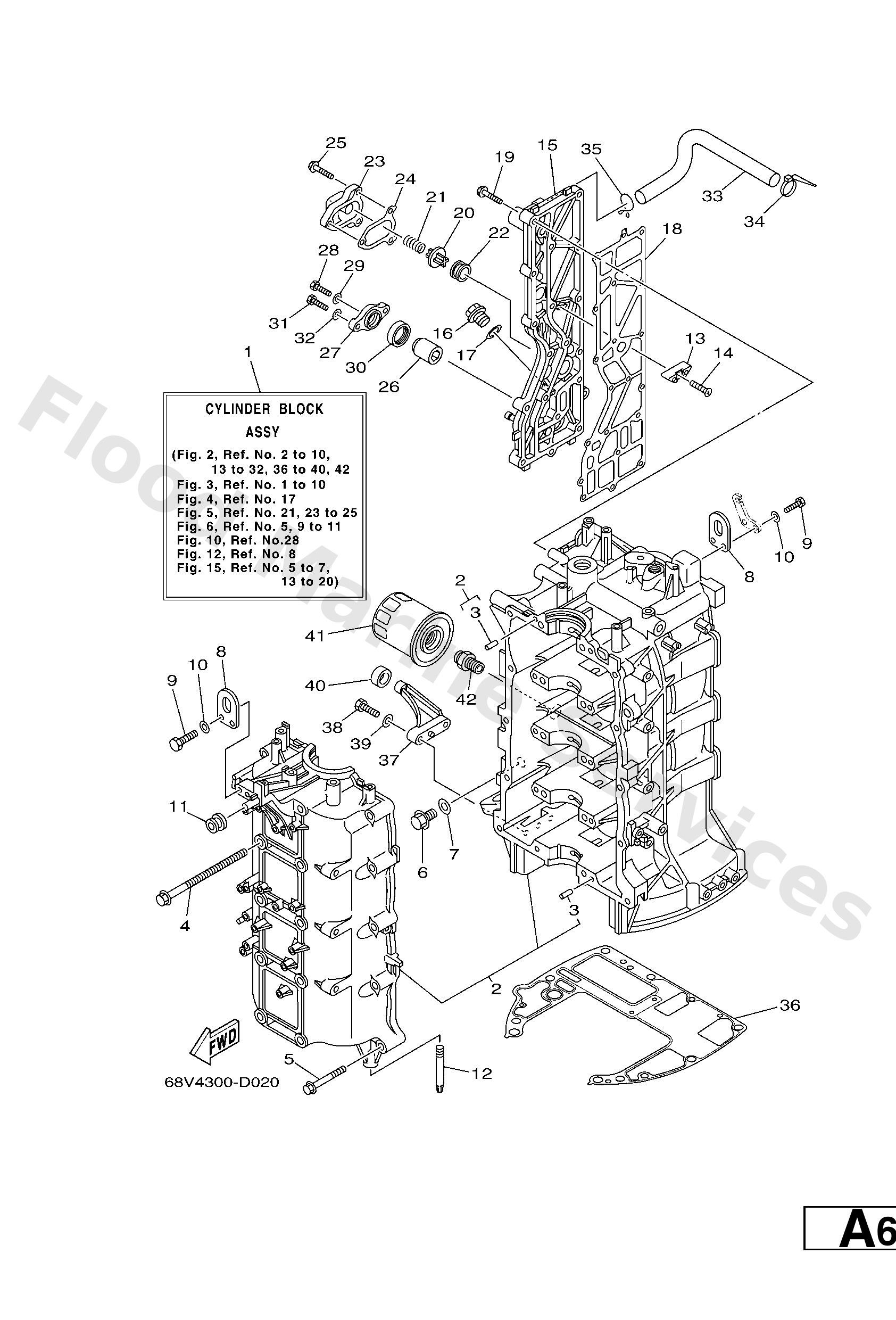Yamaha 68V15100011S Crankcase assy