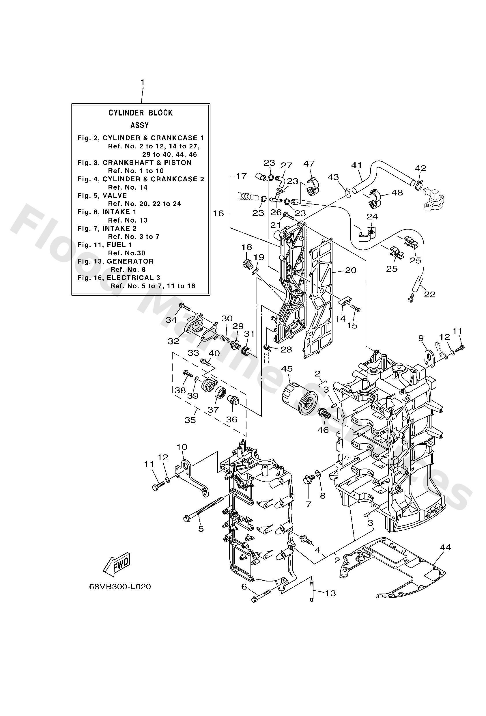 Yamaha 68V151001000 Crankcase assy