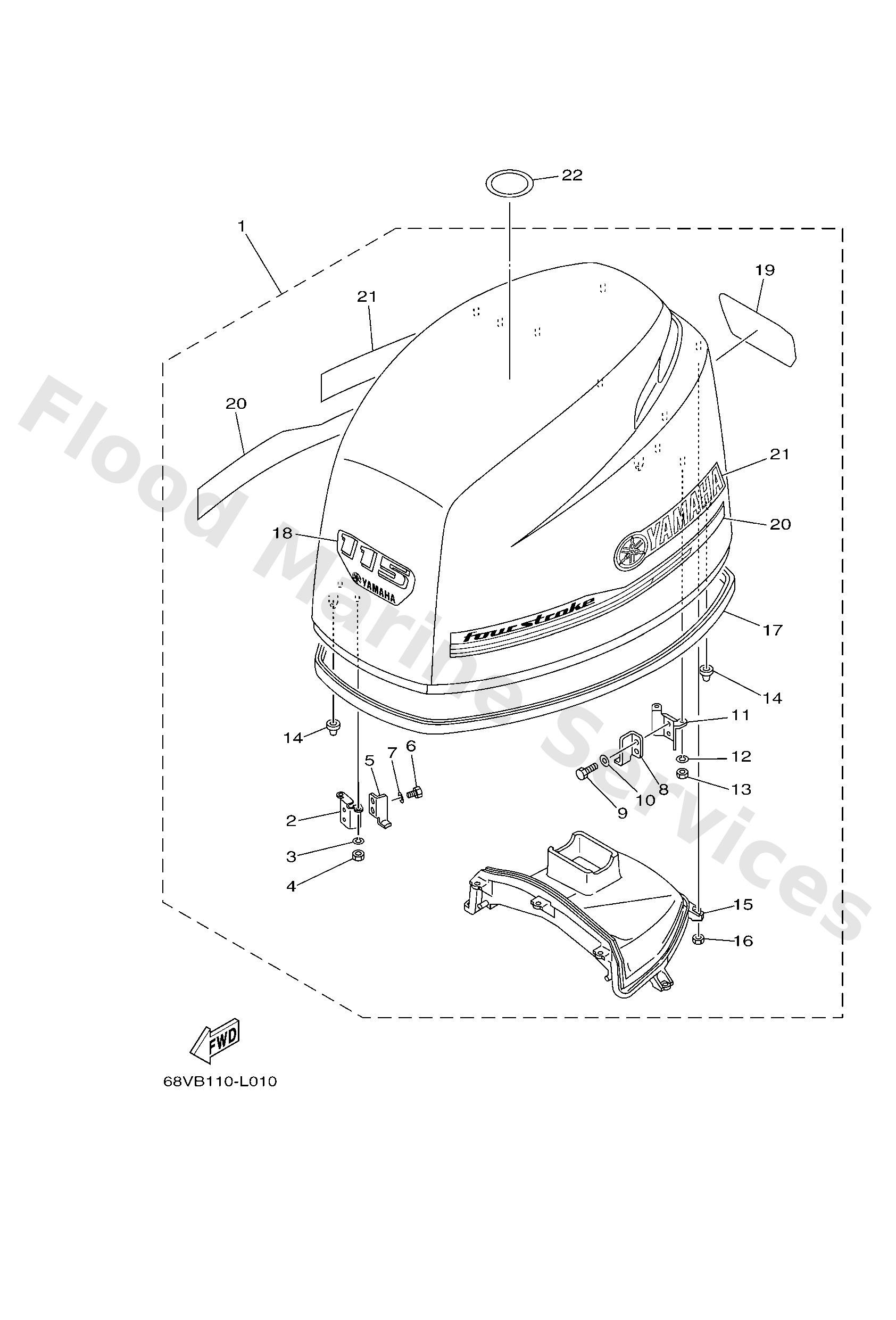 Yamaha 68V426105000 Top cowling assy