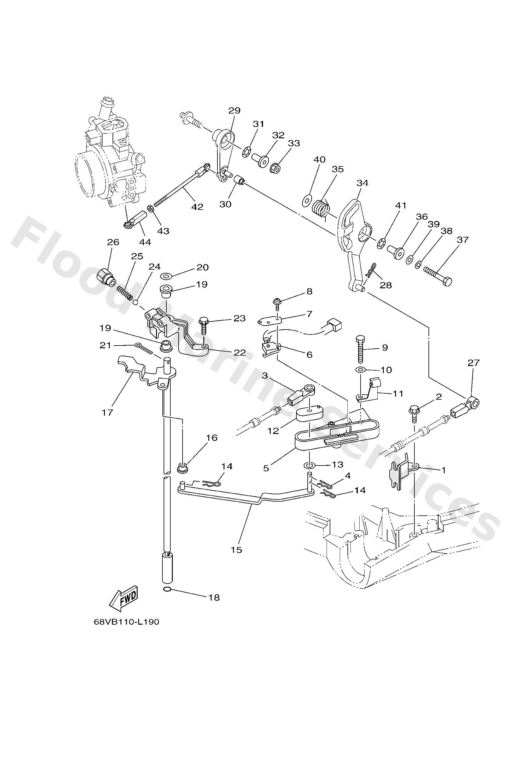 Yamaha 68V441201100 Handle gear shift assy