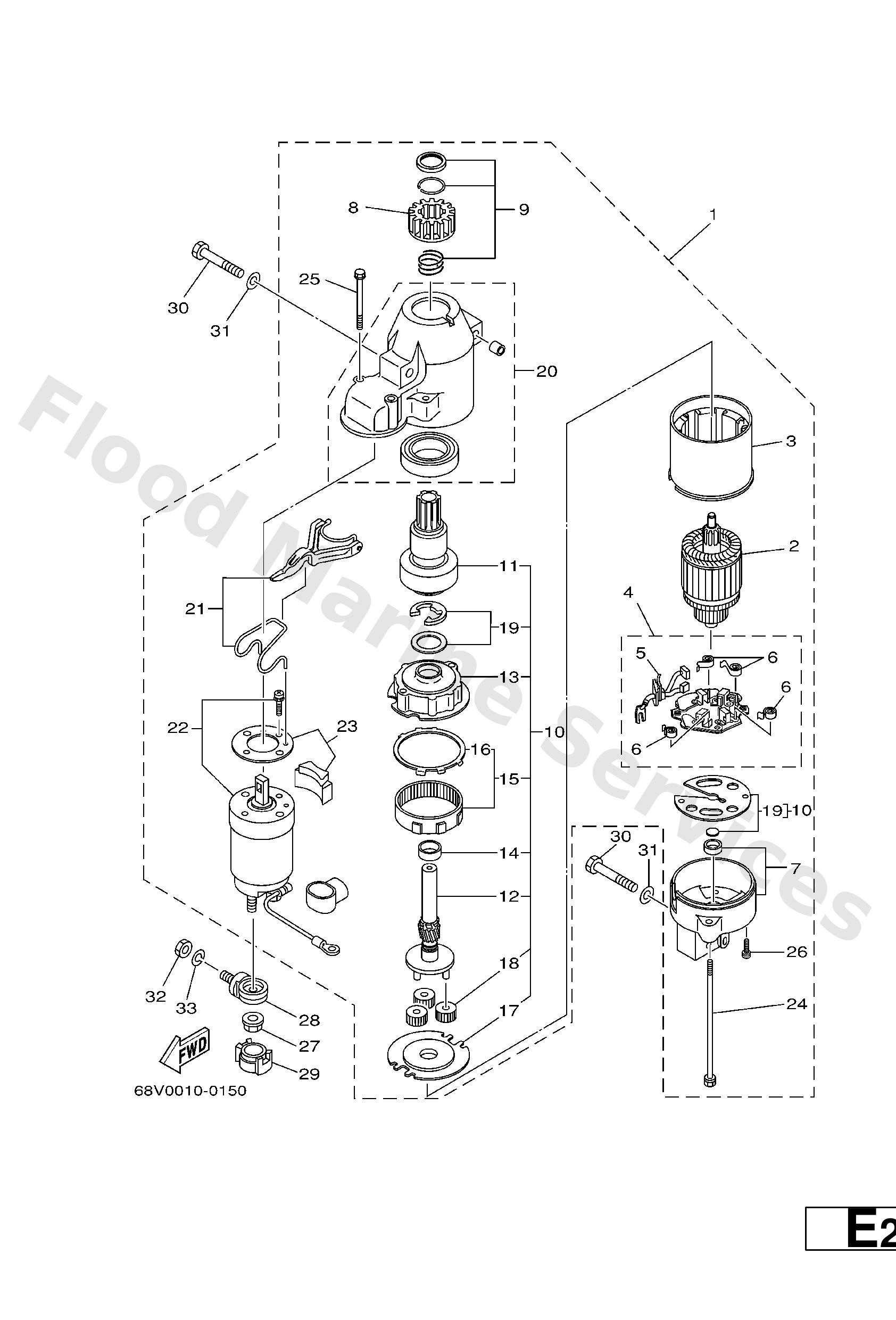 Yamaha 68V818000100 Starting motor assy