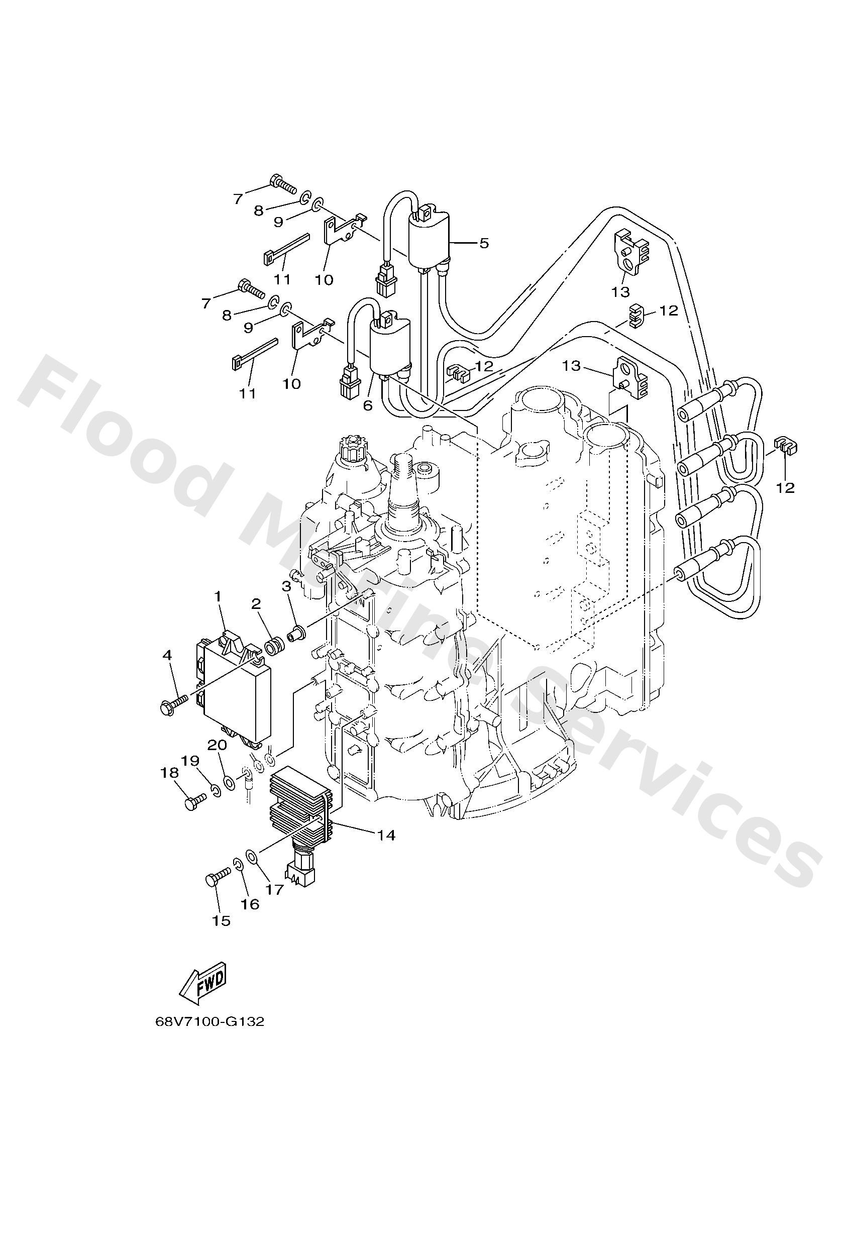 Yamaha 68V8591A5200 Engine control unit assy