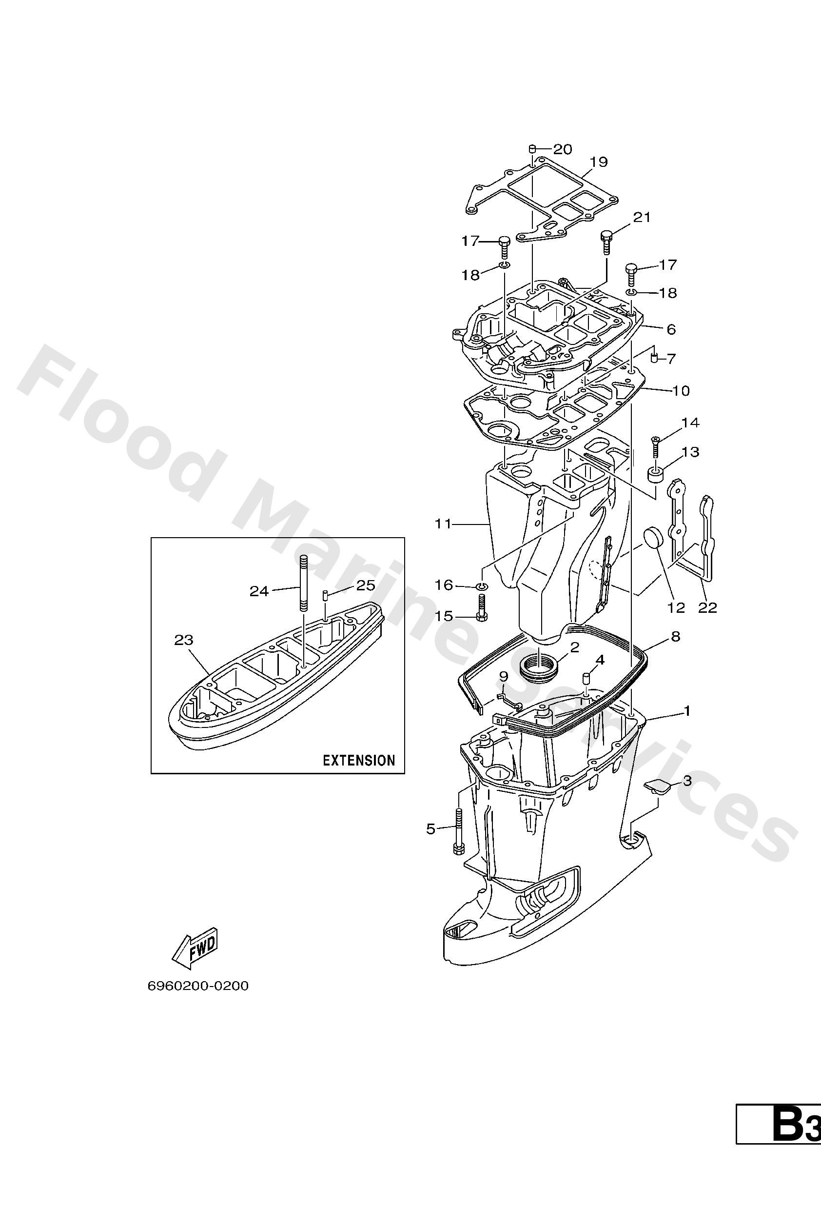 Yamaha 69145111014D Lower unit assy