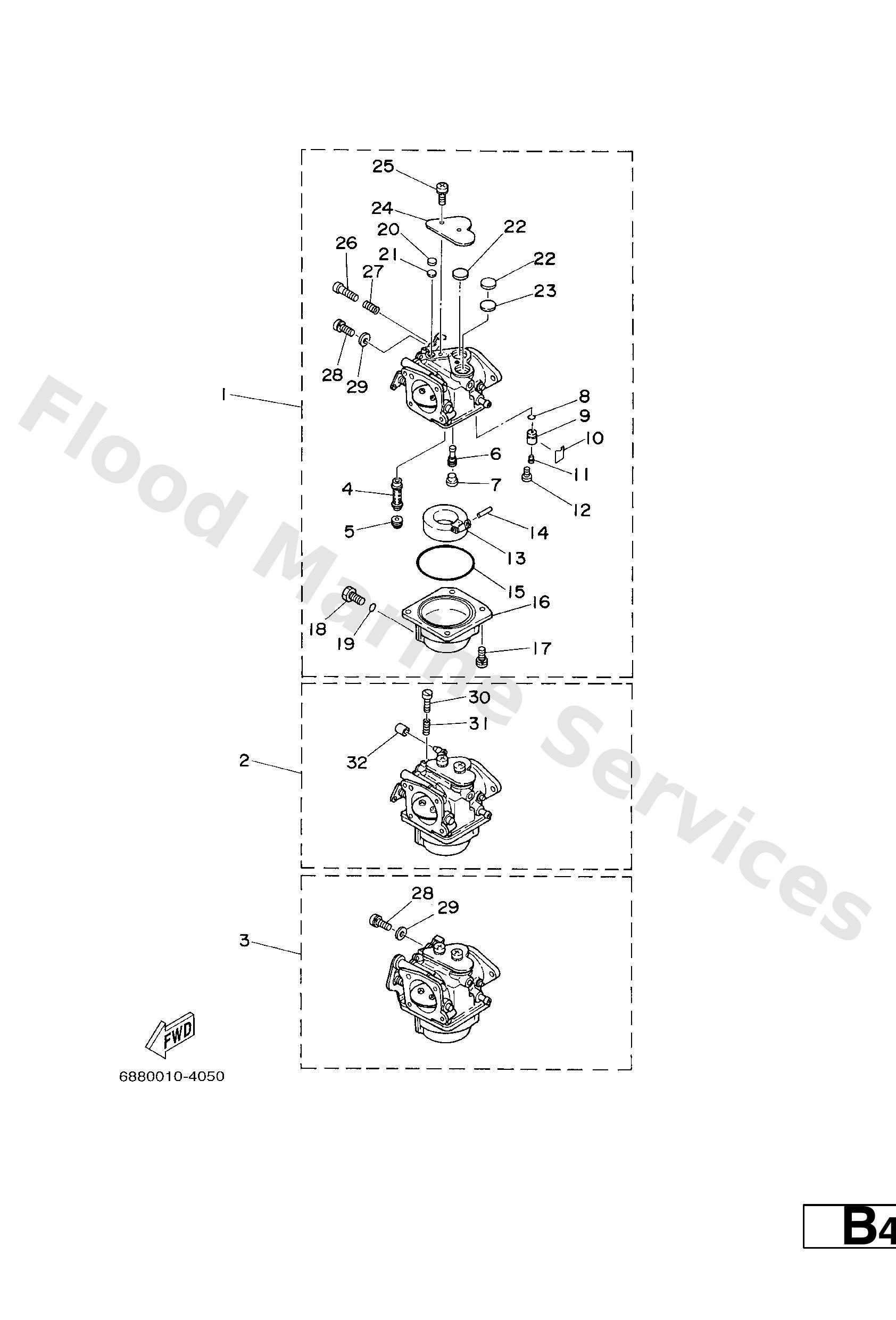Yamaha 692143013400 Carburetor assy