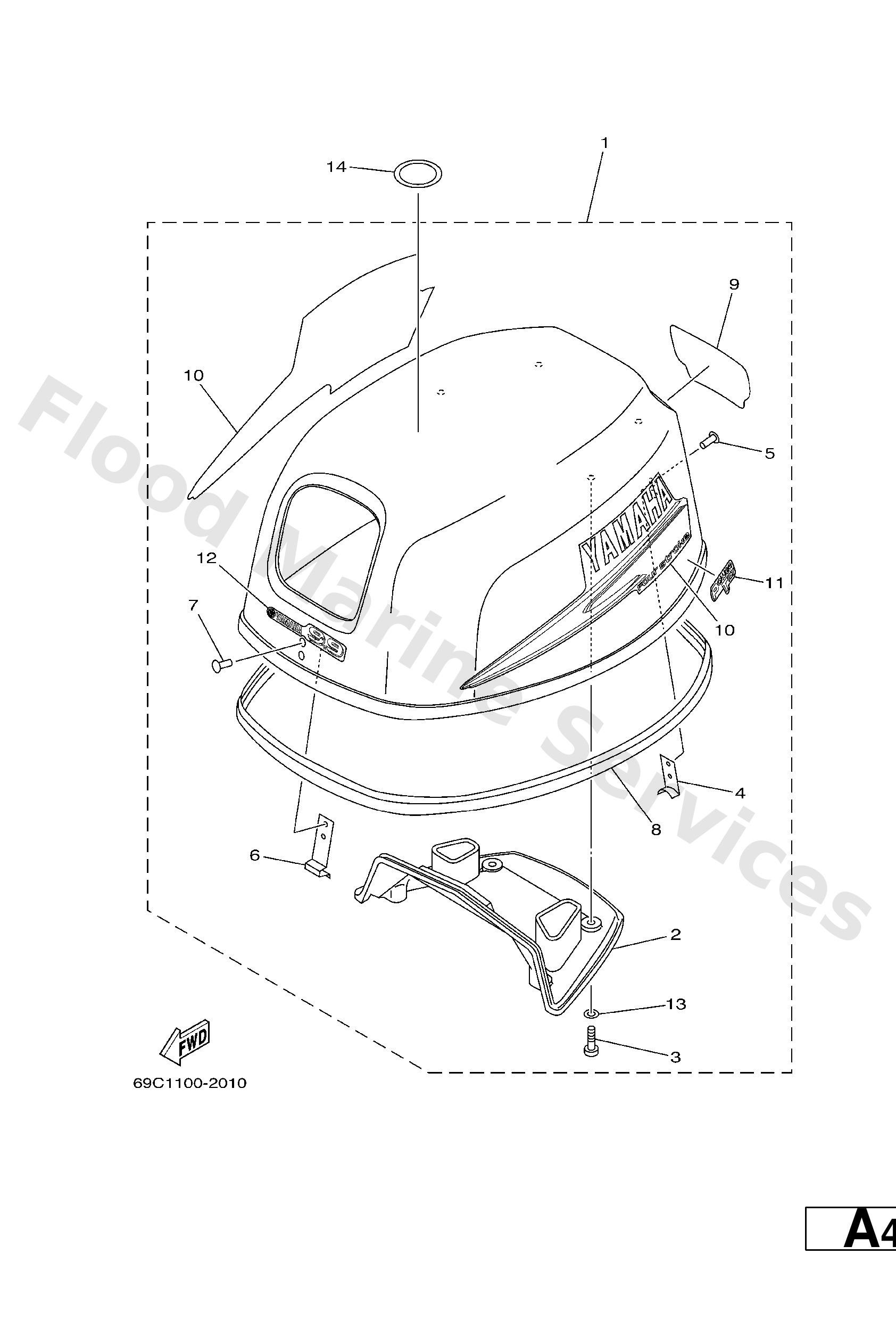 Yamaha 69C42610104D Top cowling assy