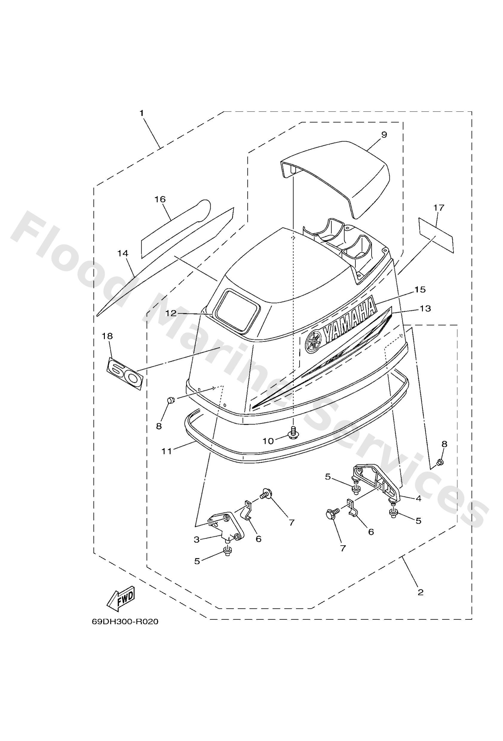 Yamaha 69D426103000 Top cowling assy