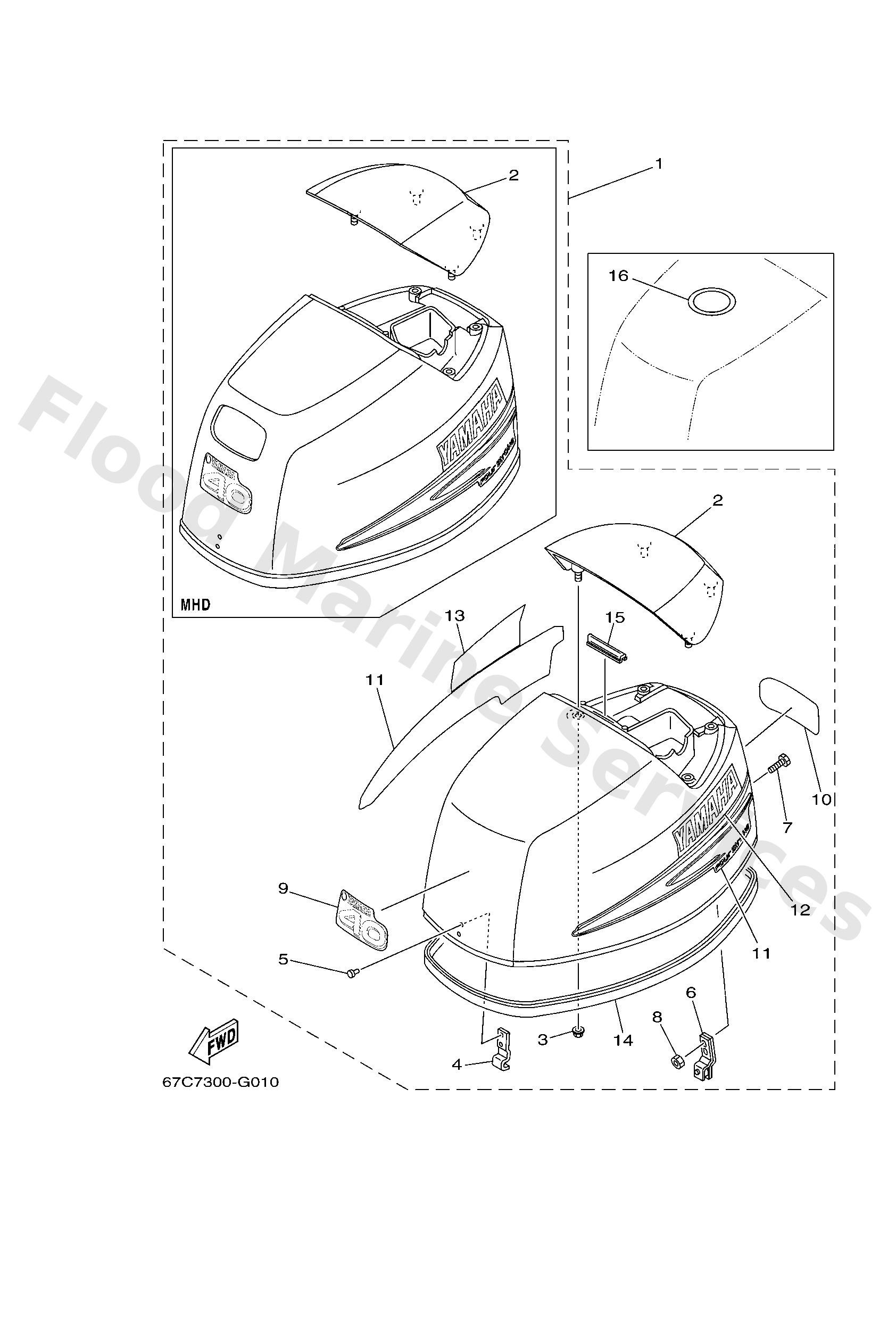Yamaha 69H42610204D Top cowling assy