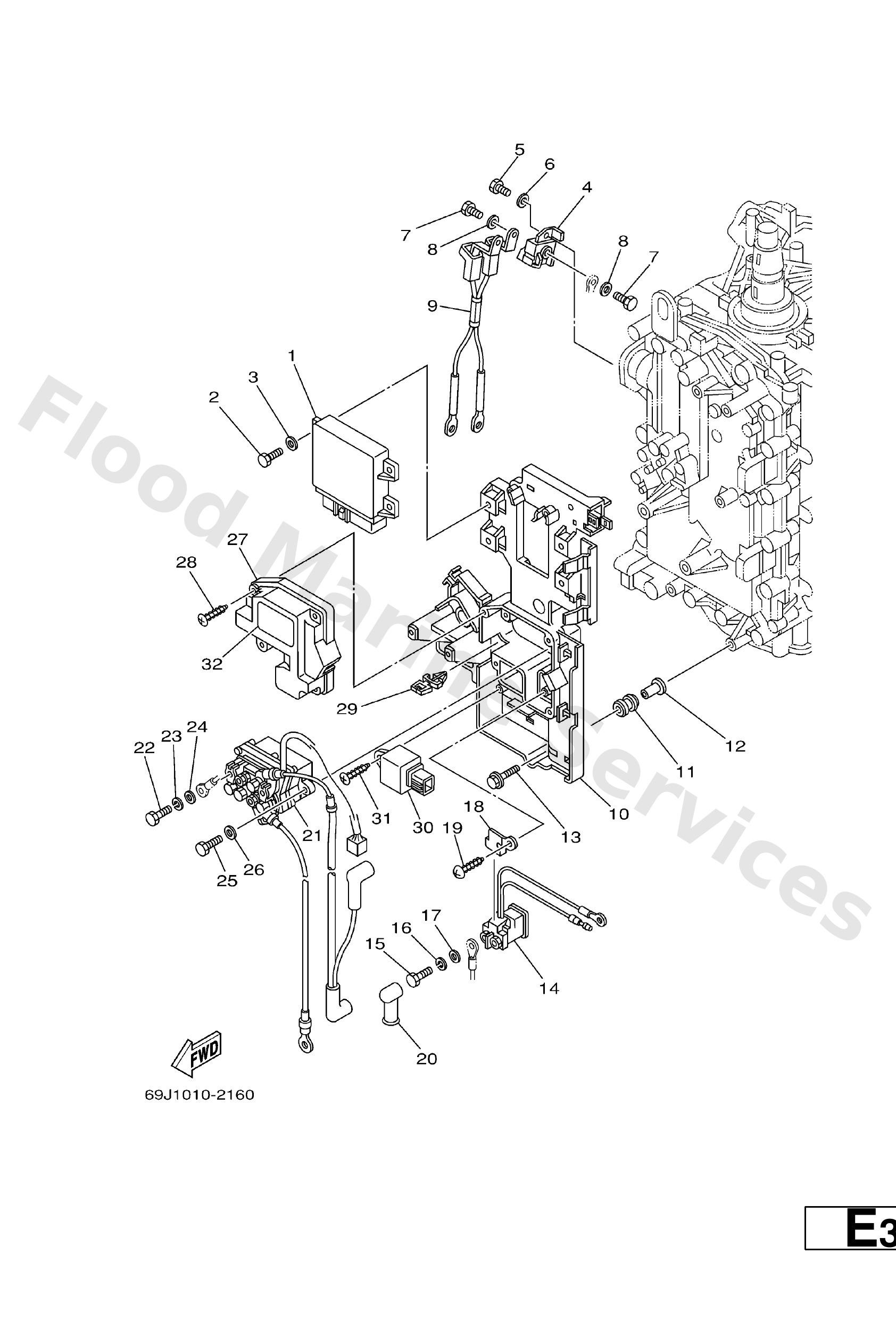 Yamaha 69J8591A0000 Engine control unit assy