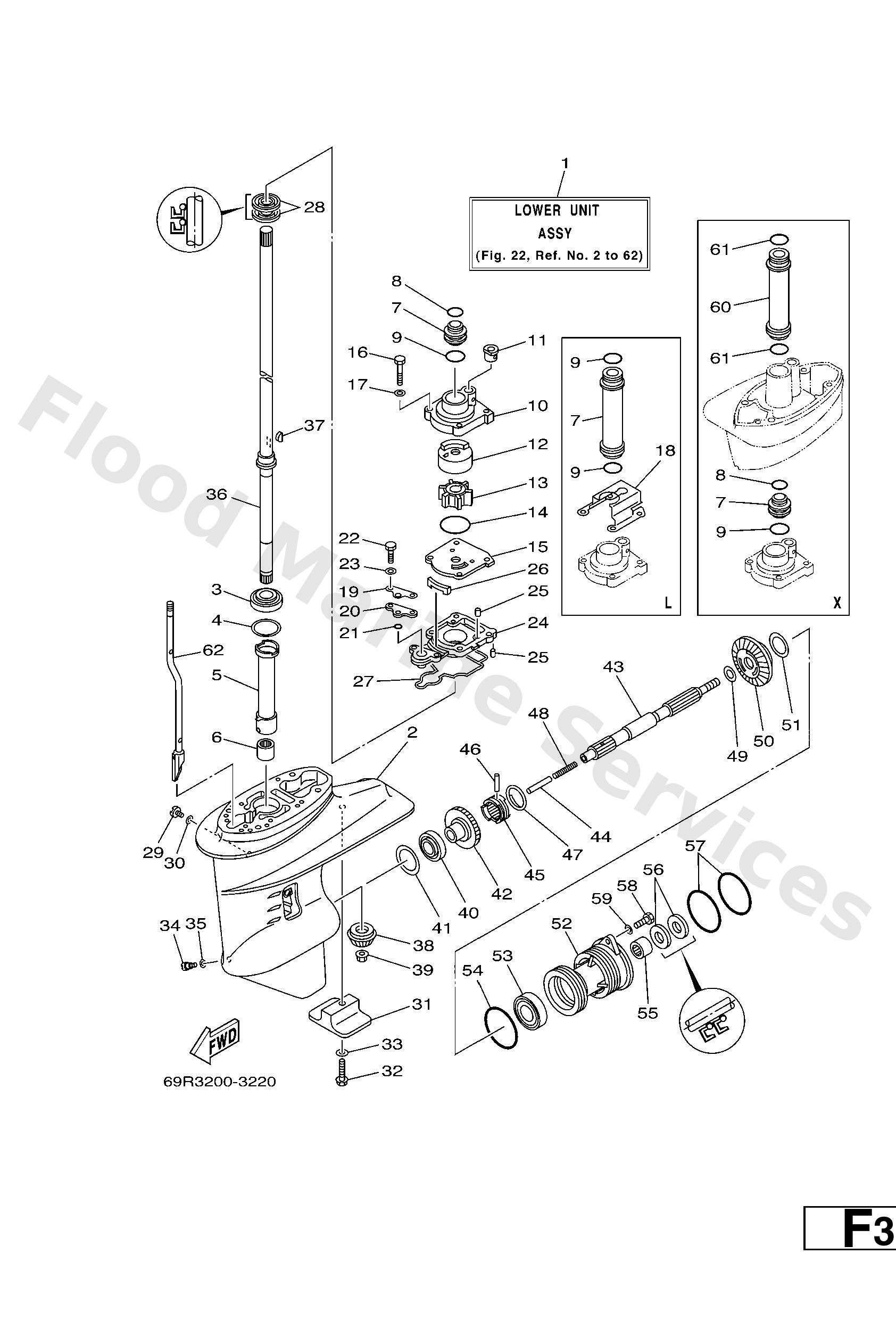 Yamaha 69P45300114D Lower unit assy