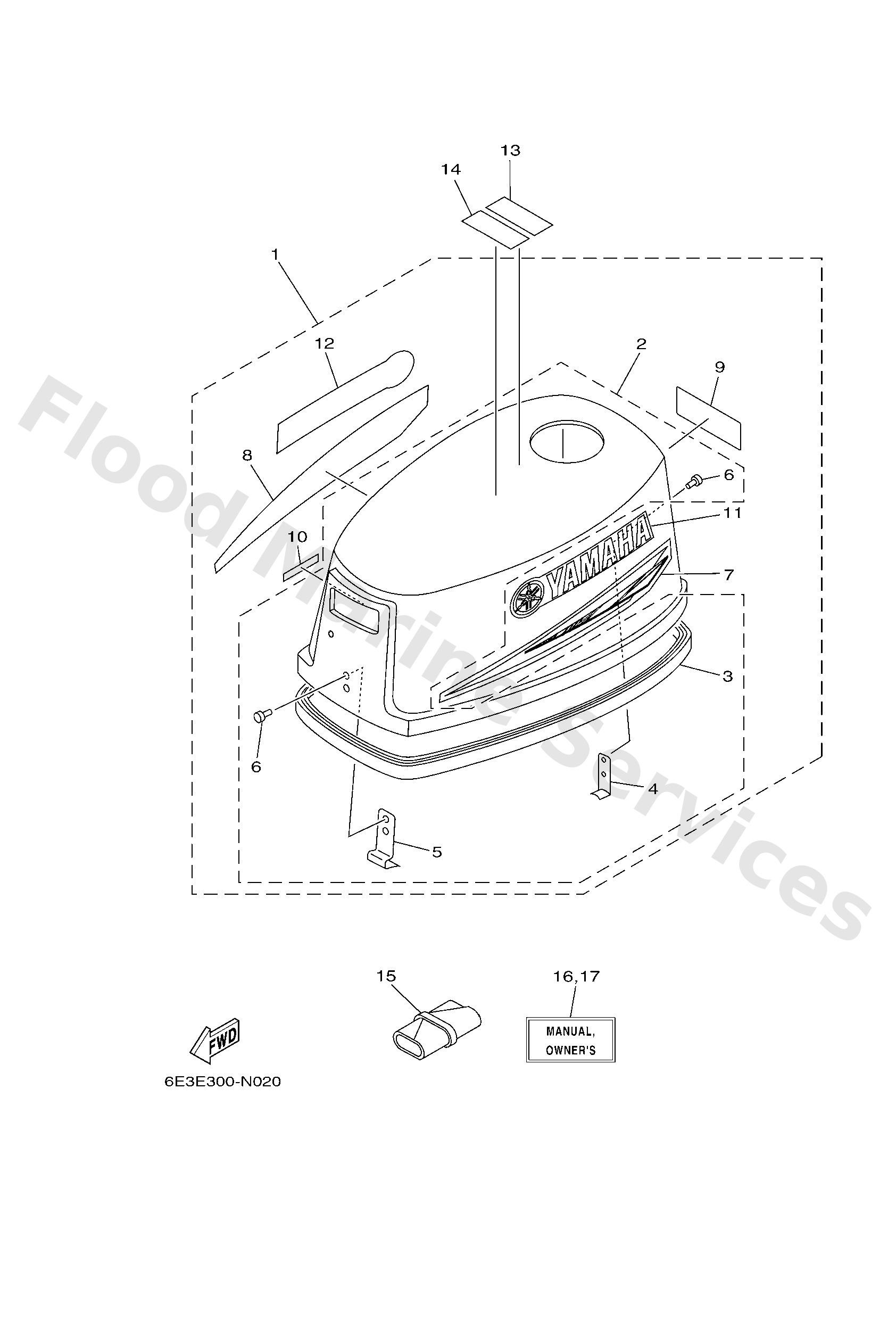 Yamaha 6E04261A0000 Top cowling w/o graphics