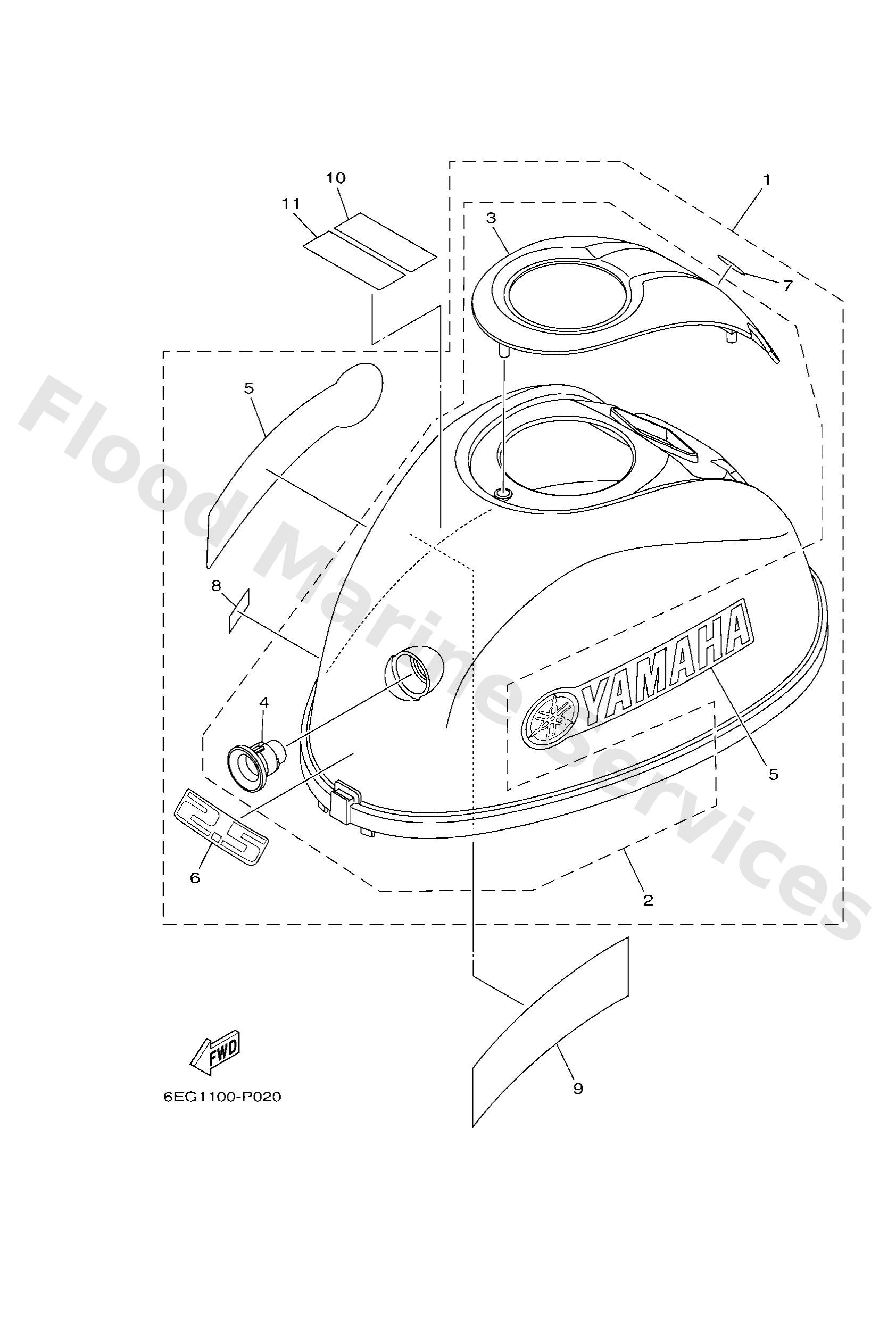 Yamaha 6EGG26100000 Top cowling assy
