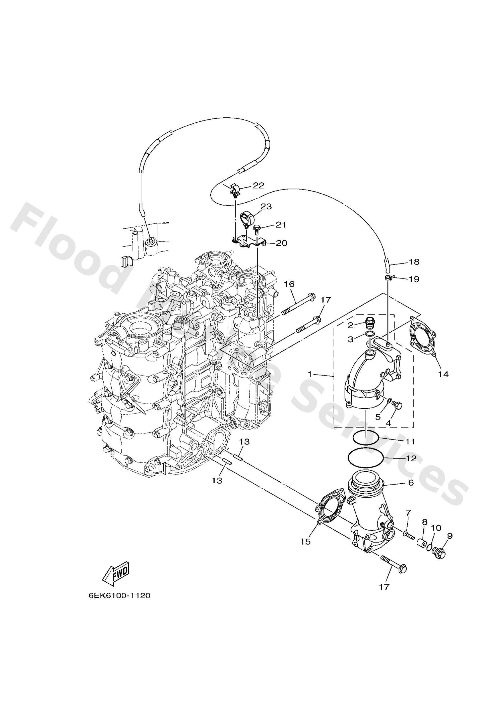 Yamaha 6EK146151000 Joint, exhaust 1