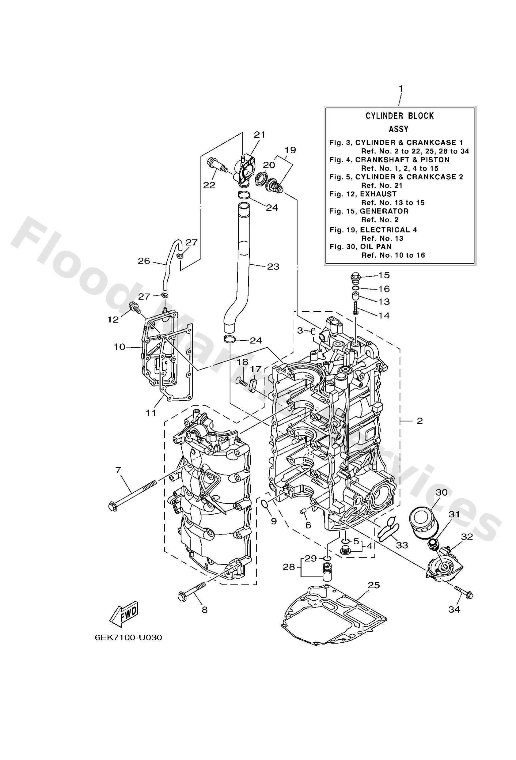 Yamaha 6EK15109029S Crankcase assy