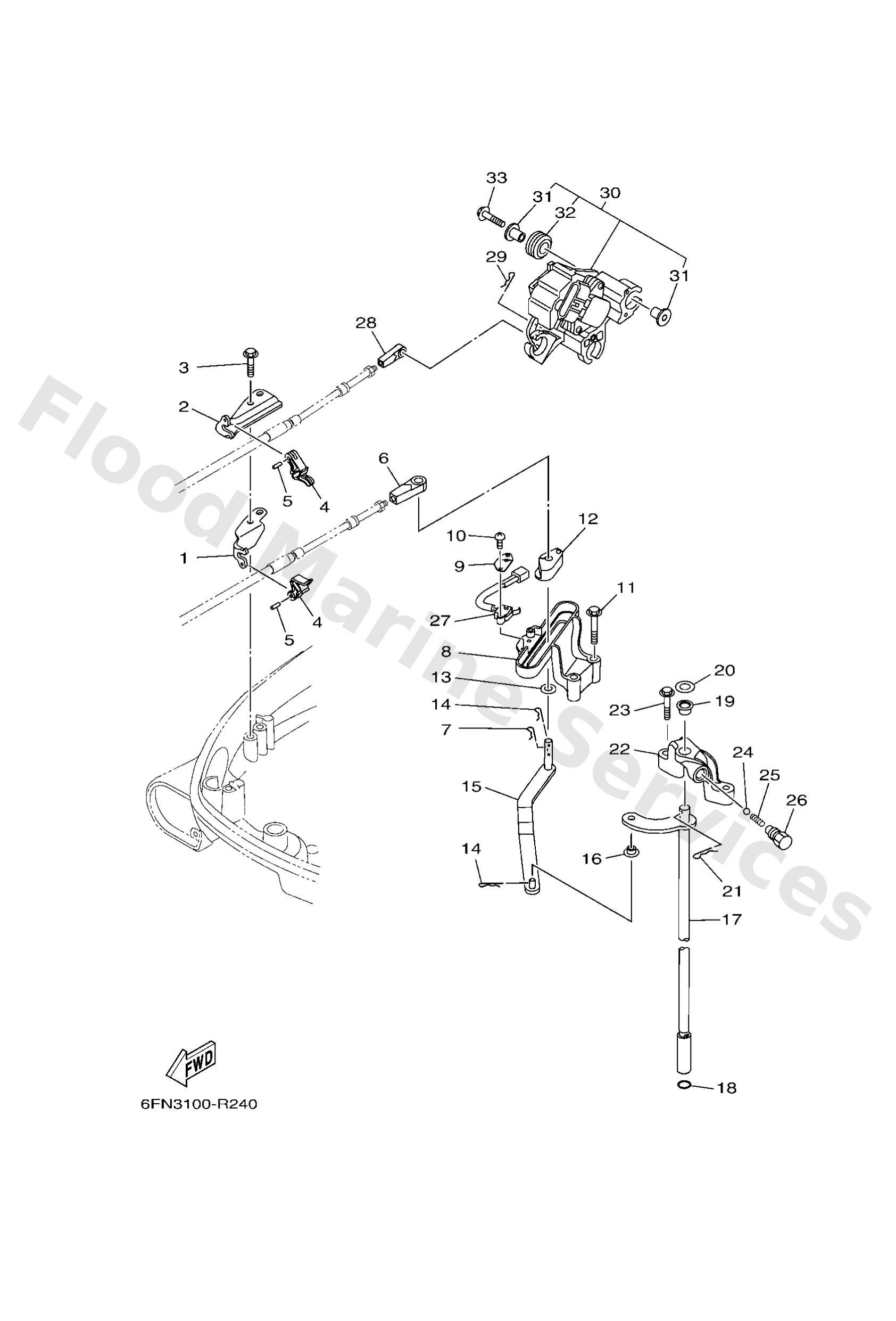 Yamaha 6EK441201000 Handle gear shift assy
