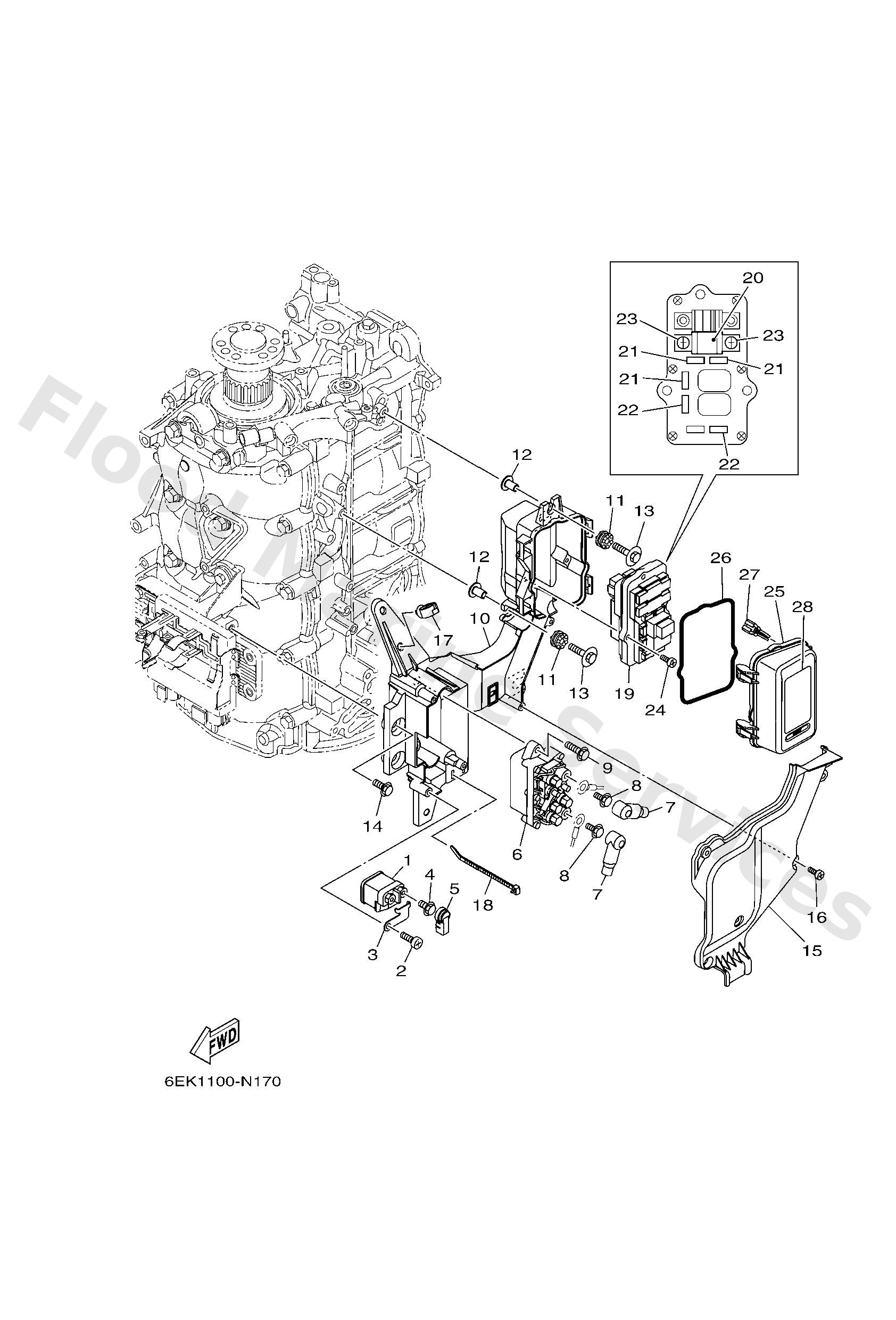 Yamaha 6EK821700000 Fuse box assy (6ek-01)