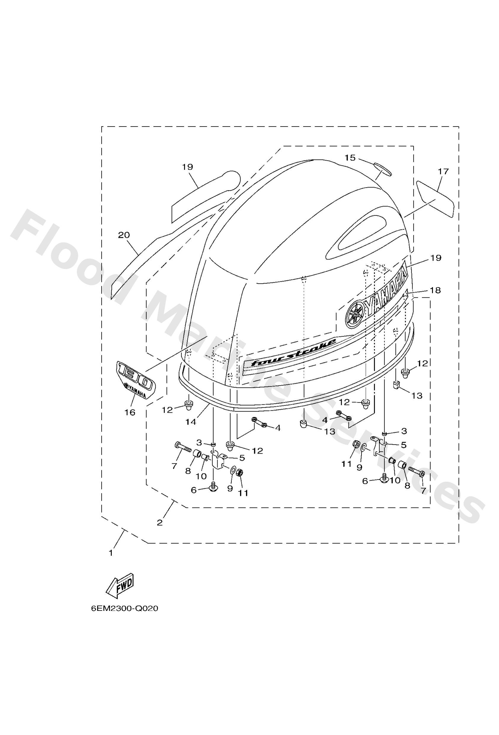 Yamaha 6EM426100200 Top cowling assy