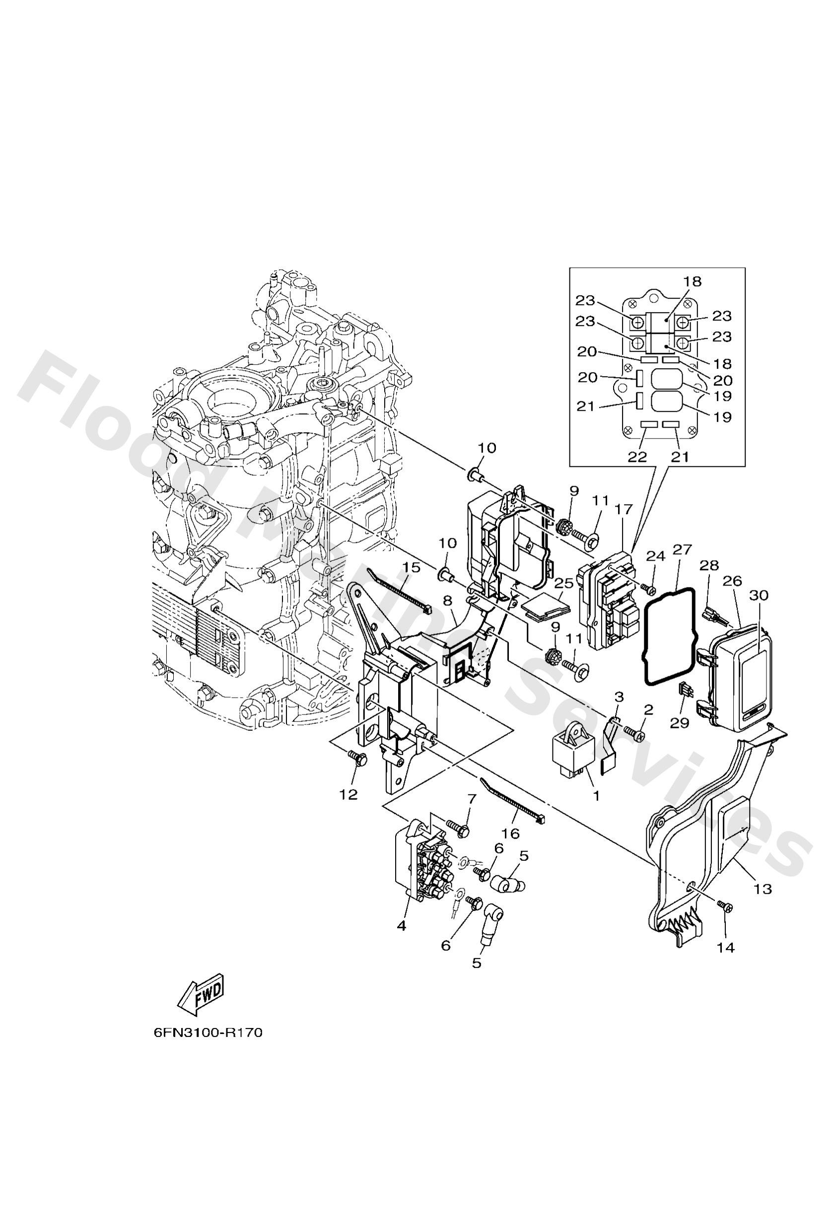 Yamaha 6EM821700000 Fuse box assy