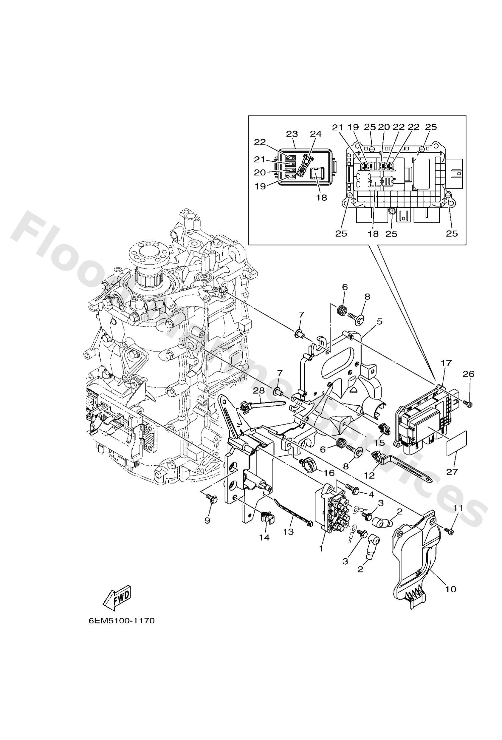 Yamaha 6EM821701100 Fuse box assy